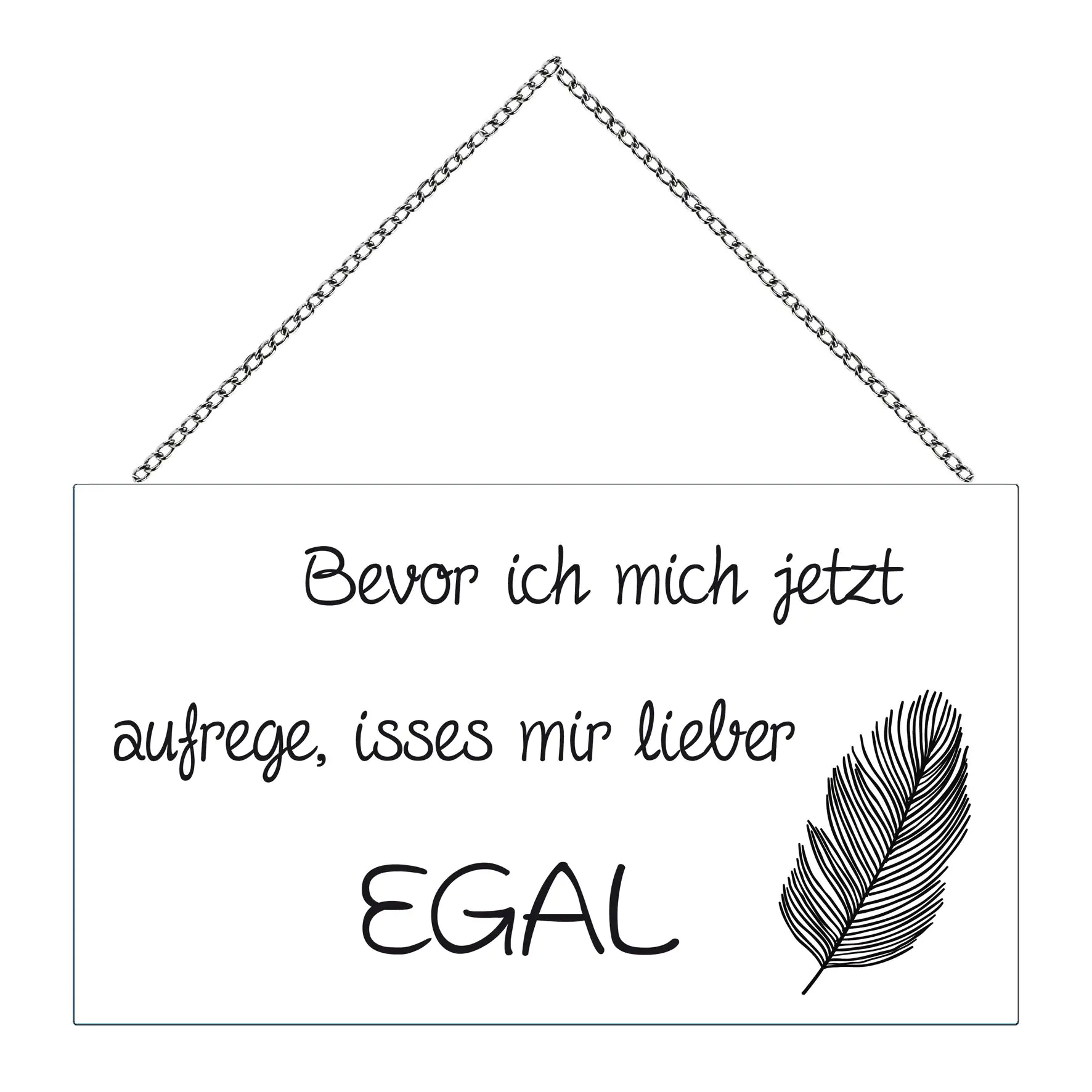 Schild mit Spruch Lieber Egal, 23 x 13 cm mit Kette