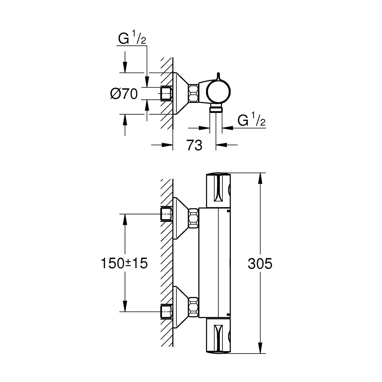 4005176310089_2500366 Grohe Brause-Thermostat Grohtherm 800 verchromt