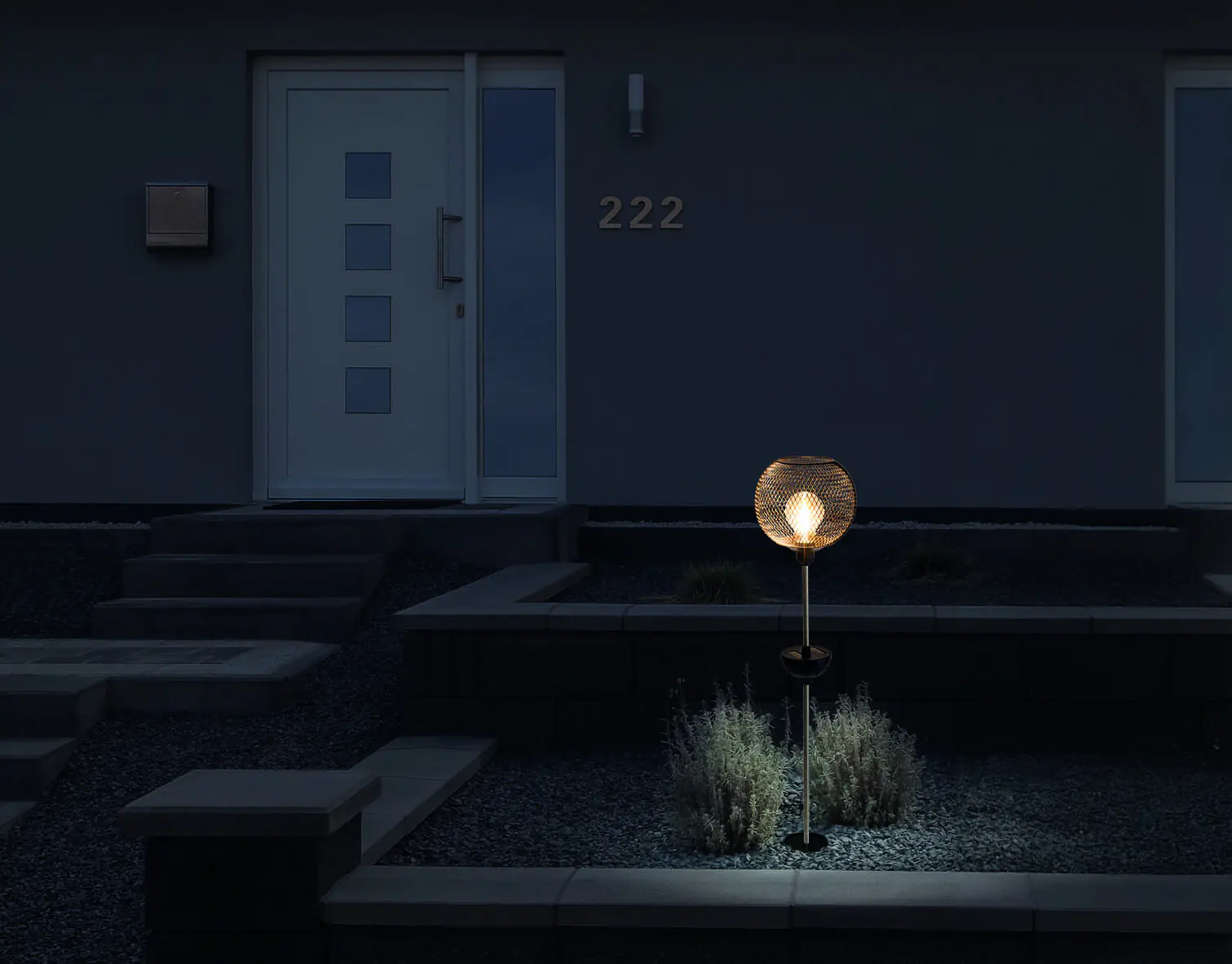 Näve Solar-Gartenleuchte LED mit Dämmerungssensor Geli 85 cm schwarz