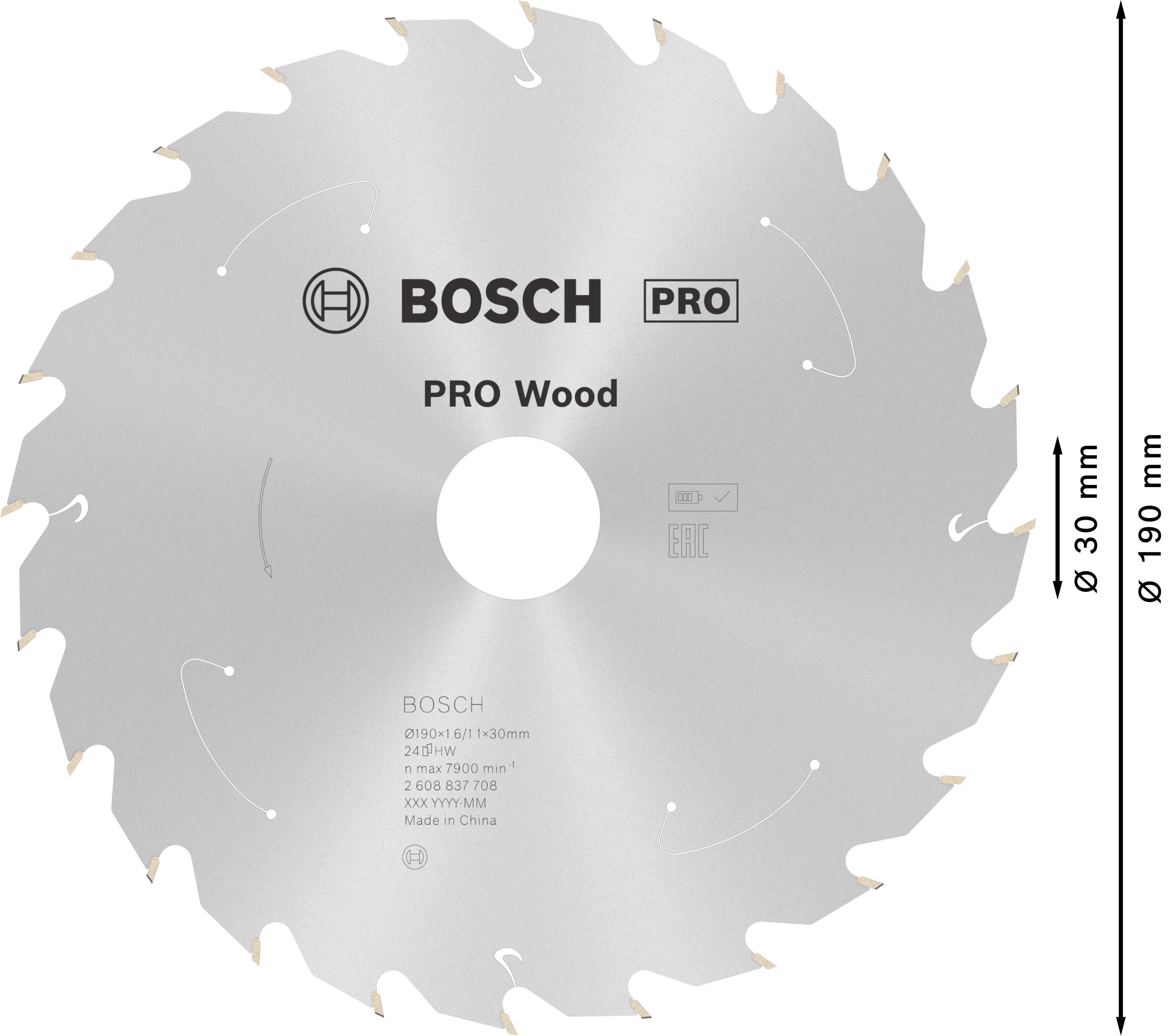 Bosch PRO Wood cordless Kreissägeblatt 190 x 1,6 x 30 mm T24 Bosch PRO Wood cordless Kreissägeblatt 190 x 1,6 x 30 mm T24