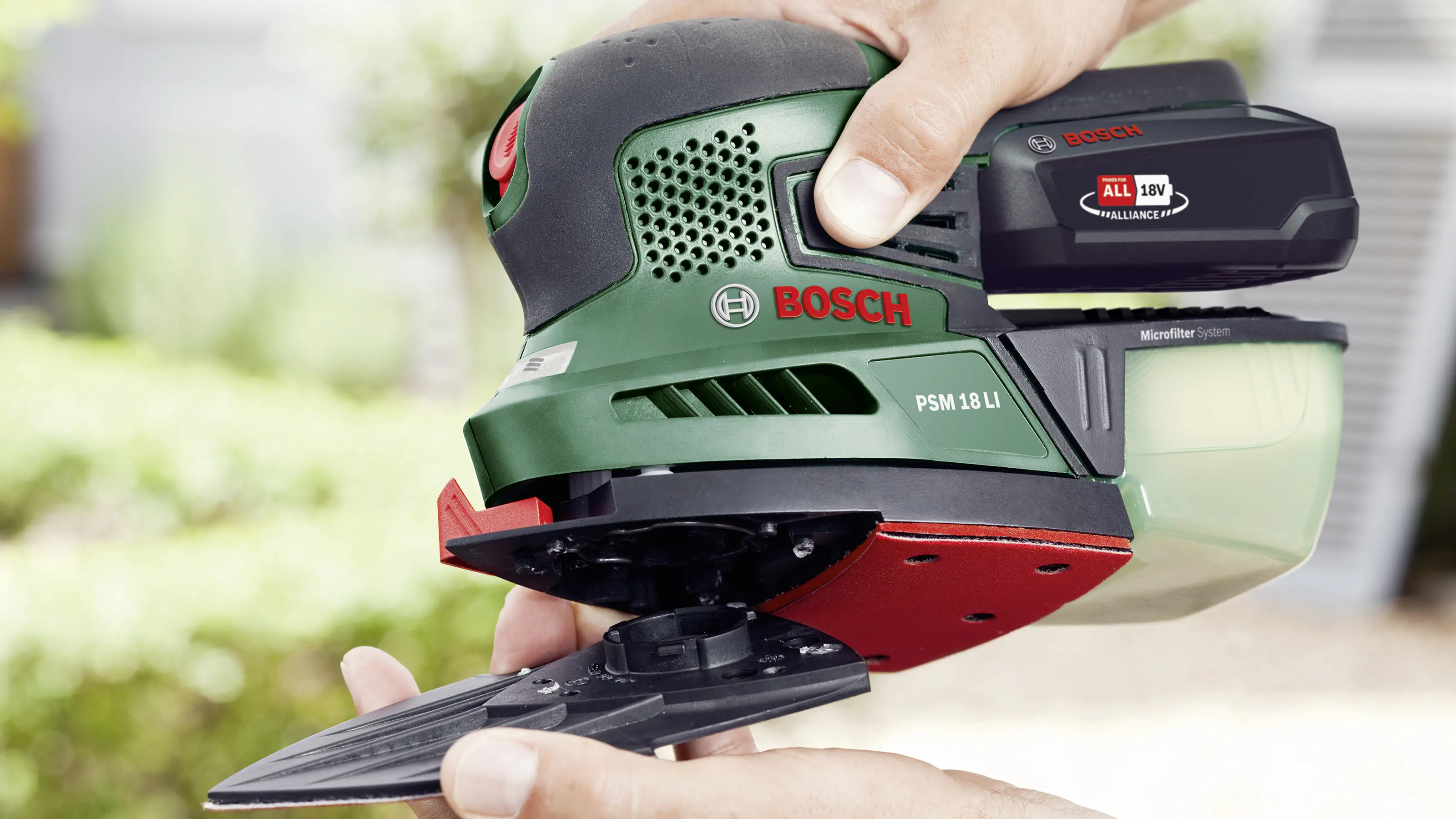 Bosch Dreieckschleifer PSM 18 LI 18 V Solo 104 cm² mit Zubehör