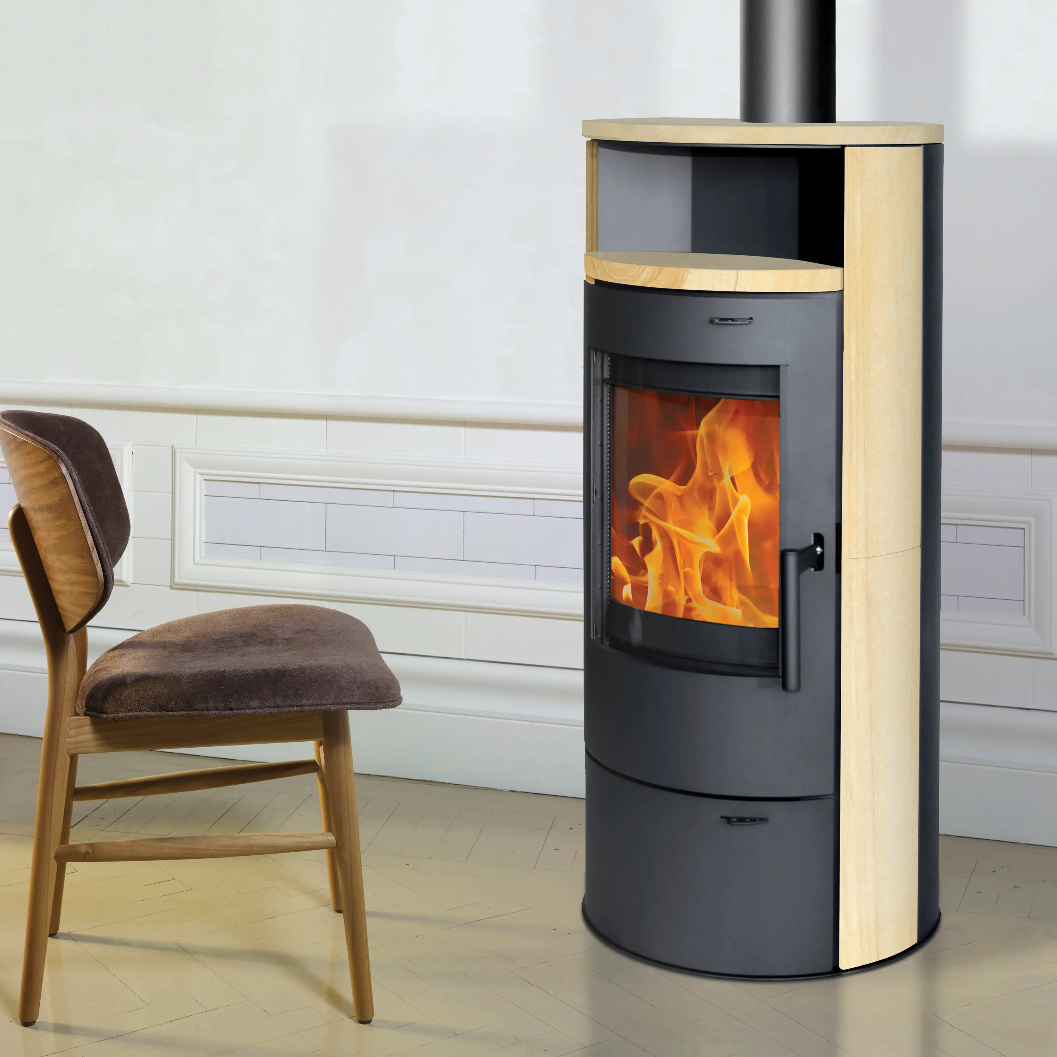3850215091860_01 TrendLine Dauerbrandofen Vento Sandstein 7 kW mit Sichtfenster
