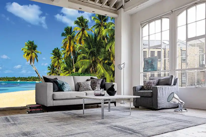 papermoon Vlies- Fototapete Digitaldruck 350 x 260 cm Exotic Palm Beach
