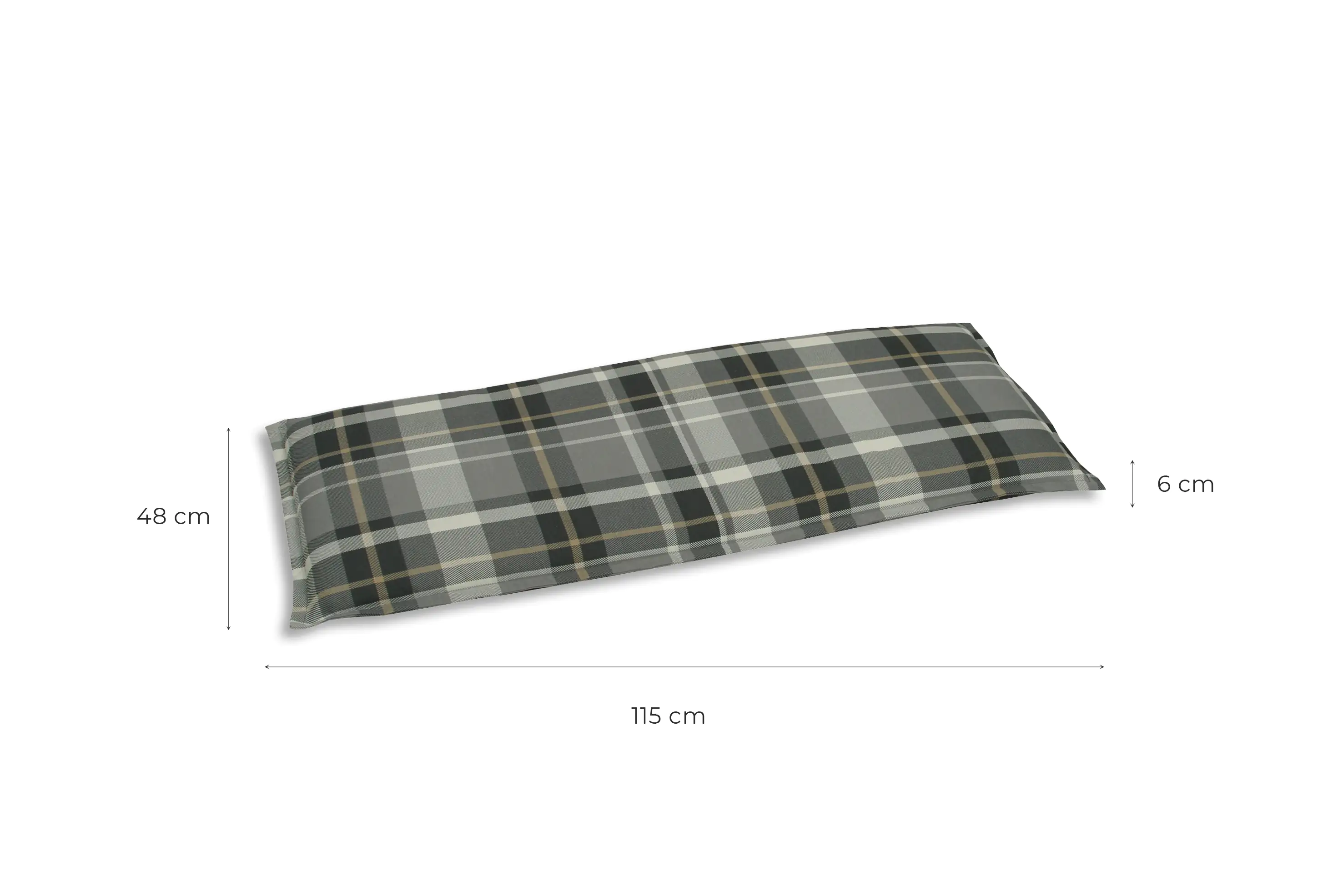 Go-De Bankauflage 115 x 48 x 6 cm grau-kariert Go-De Bankauflage 115 x 48 x 6 cm grau-kariert