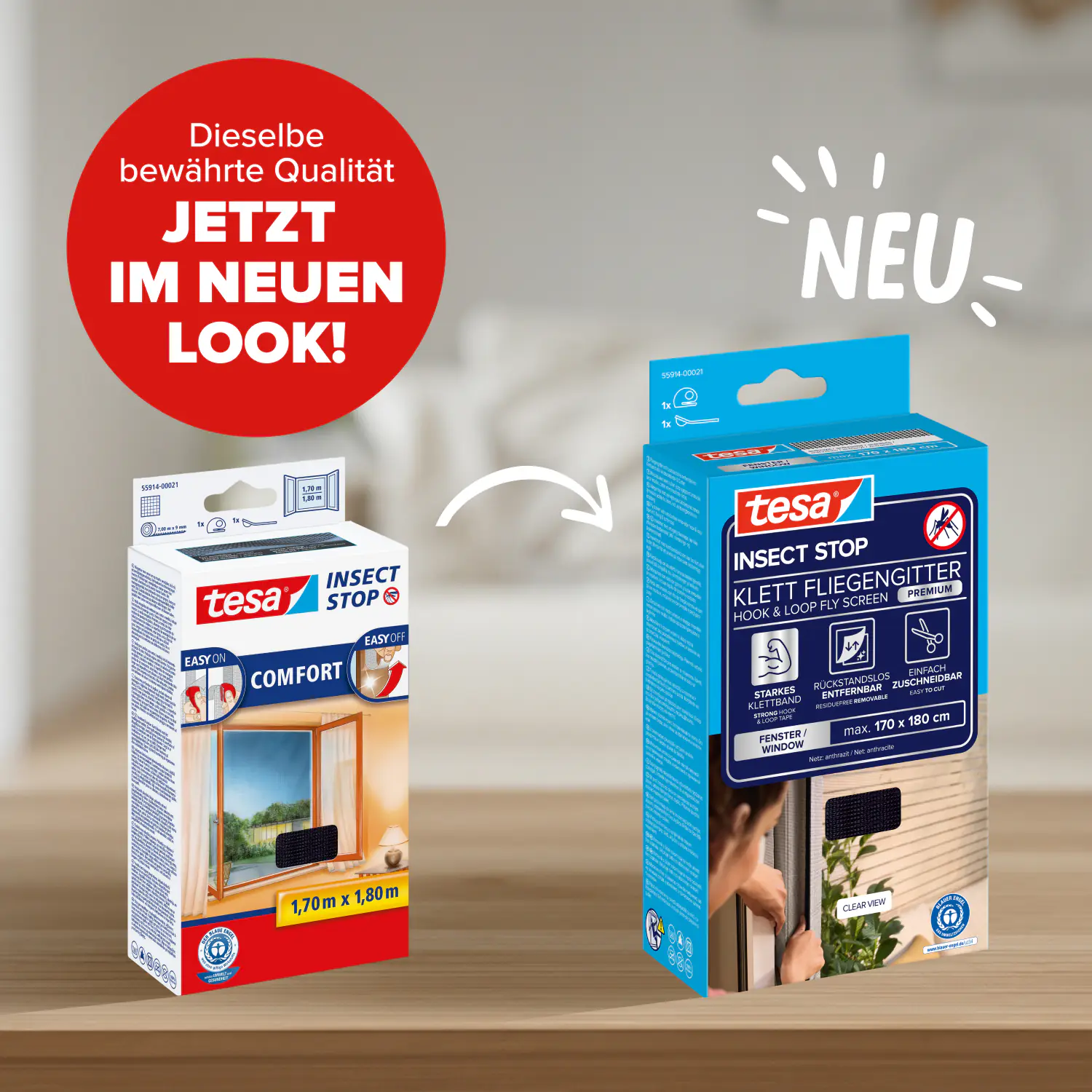 tesa Fliegenschutz-Fenster COMFORT 170 x 180 cm - anthrazit