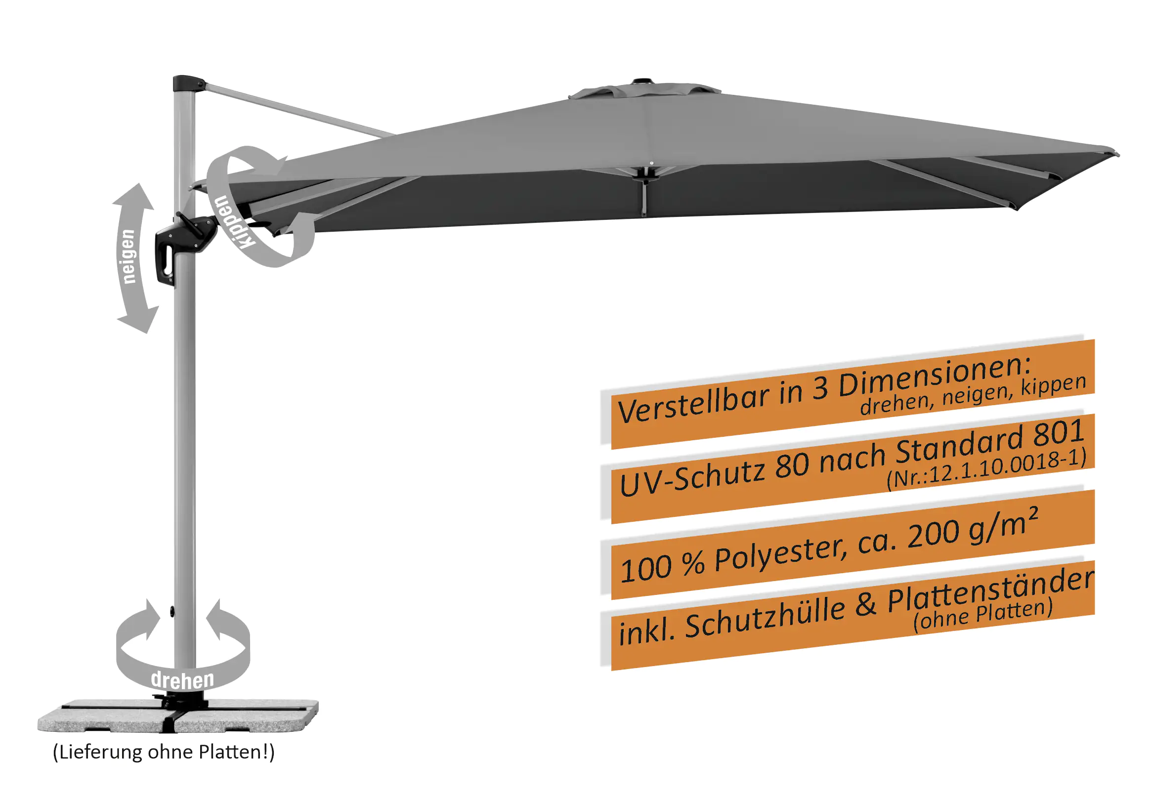 Schneider Ampelschirm Bermuda anthrazit 260 x 350 cm Schneider Ampelschirm Bermuda anthrazit 260 x 350 cm