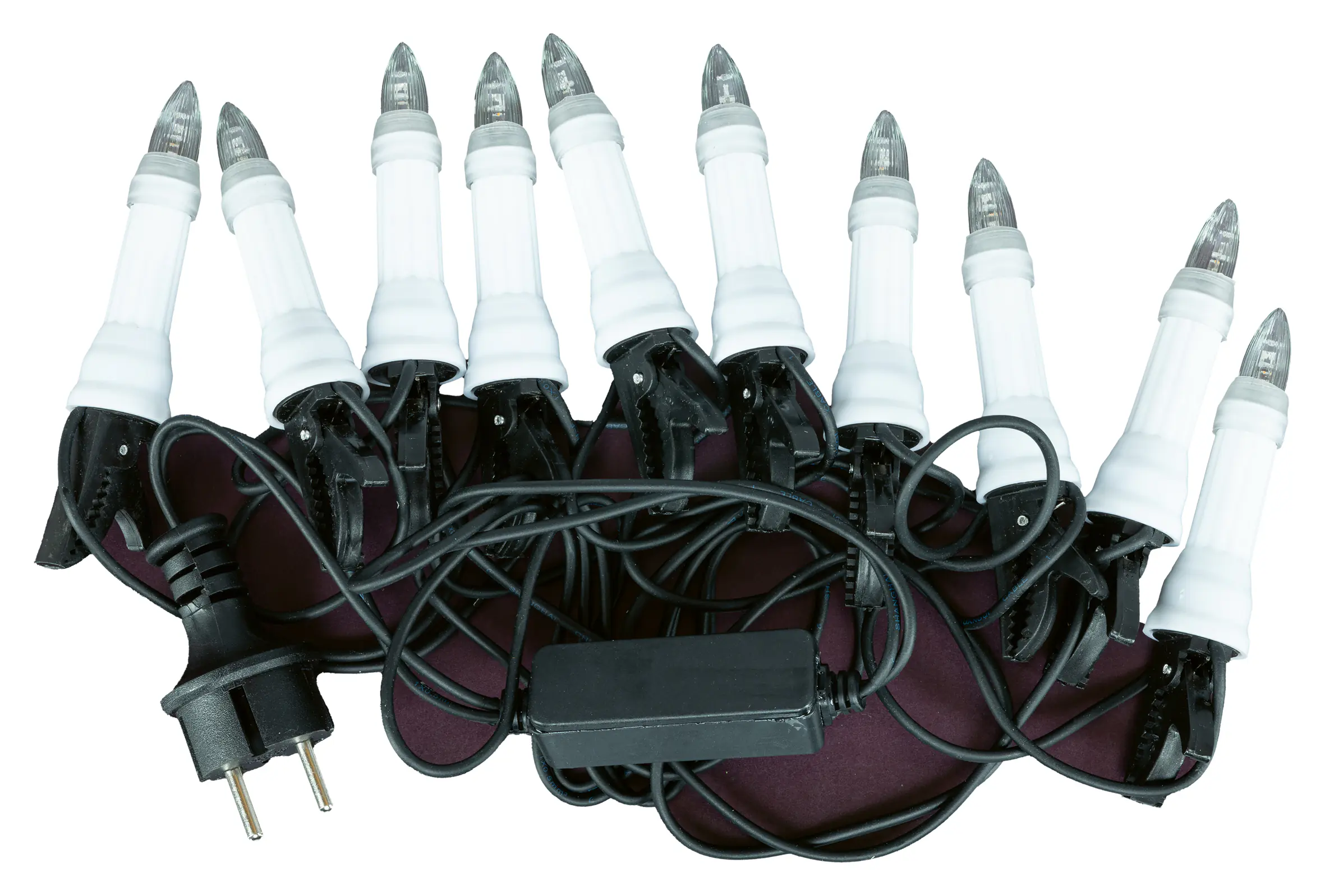 Saico LED-Ersatzlichterkette für Metall-Schwibbögen mit 10 Kerzen & Clips 4 m warmweiß schwarz

