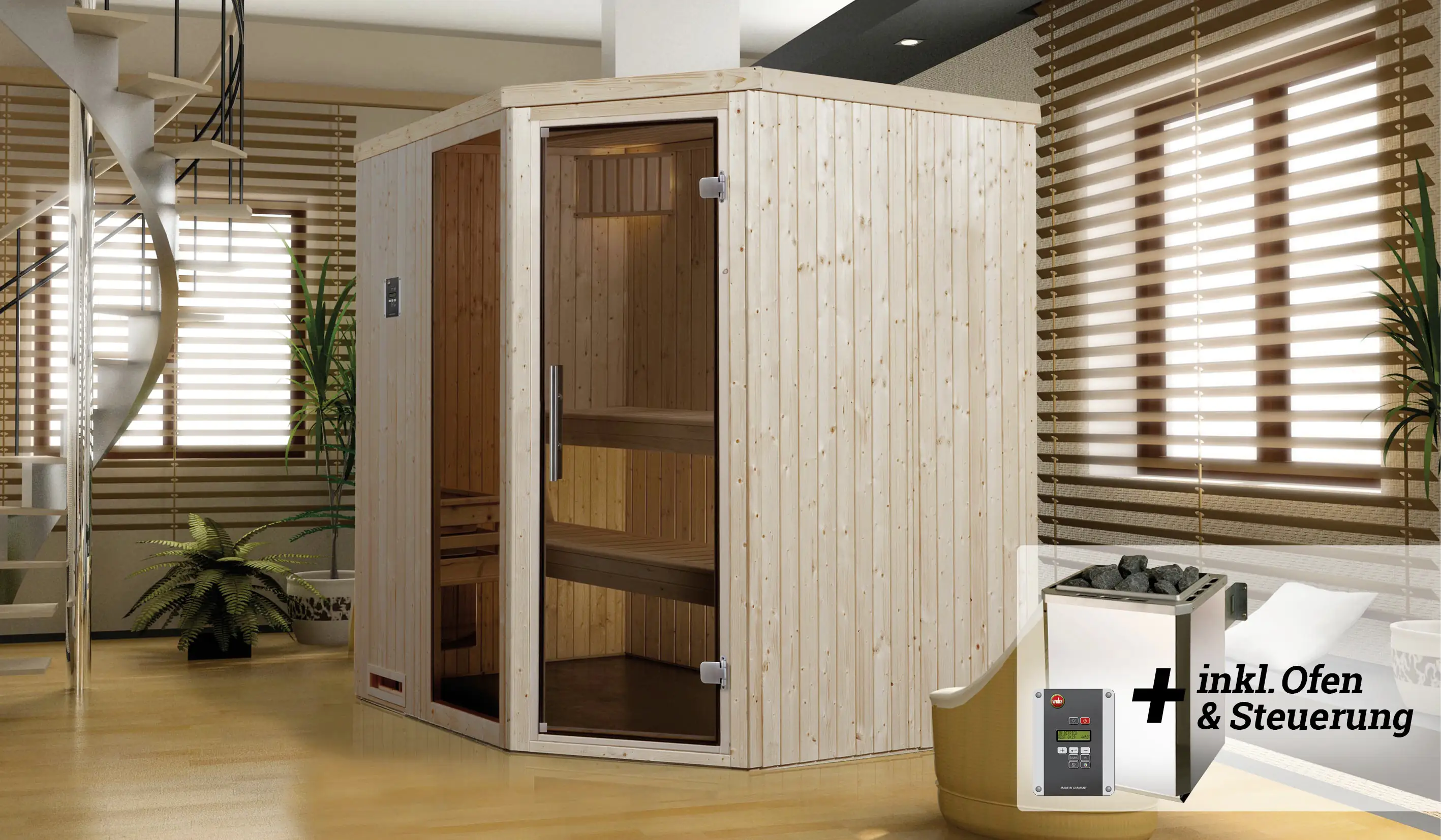 Weka Elementsauna Varberg Gr. 2 Sparset 7,5 kw OS