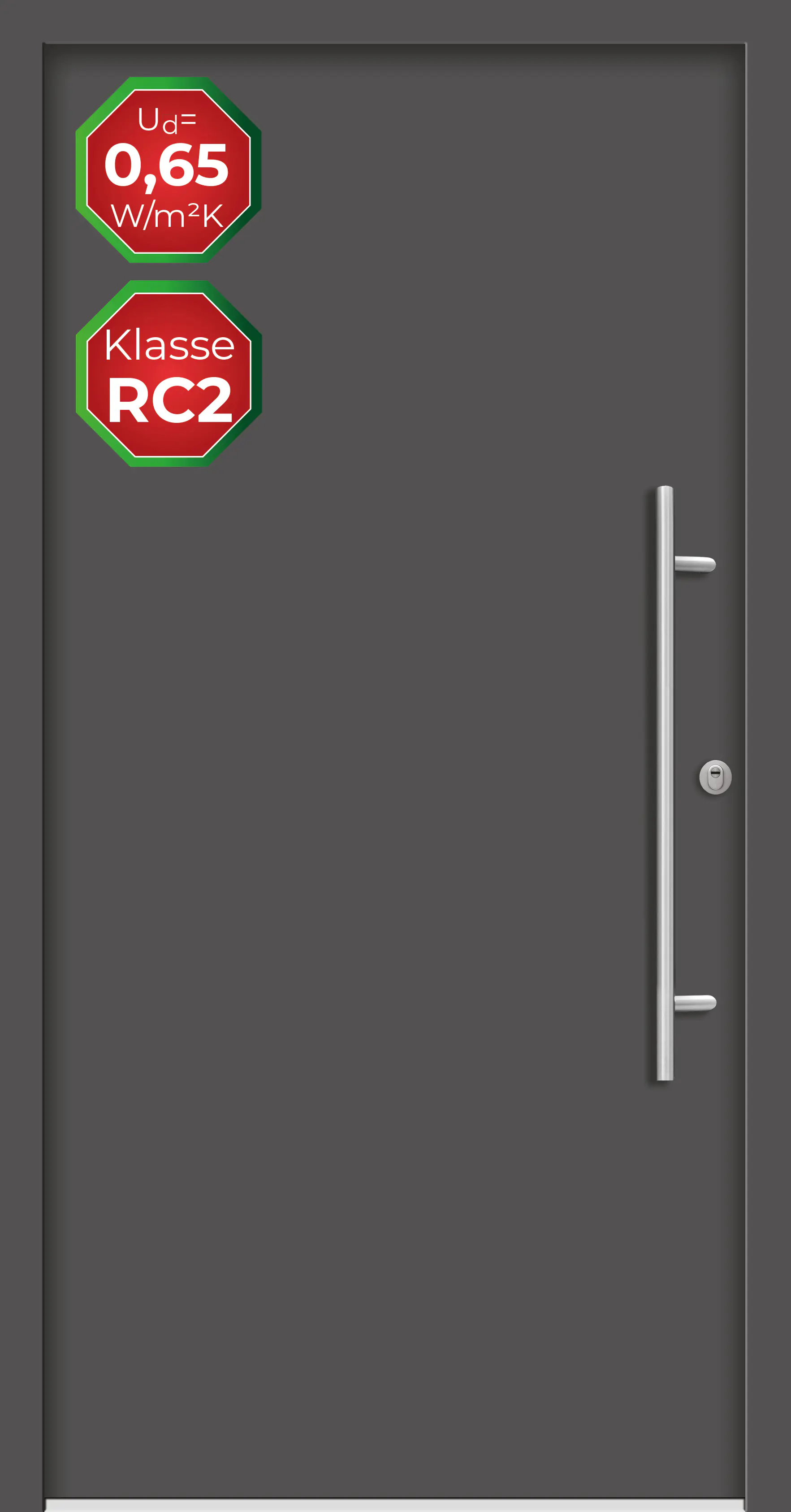 Splendoor Haustür Passivedoor Premium B05 RC2 Anthrazit DIN Rechts 110 x 210 cm