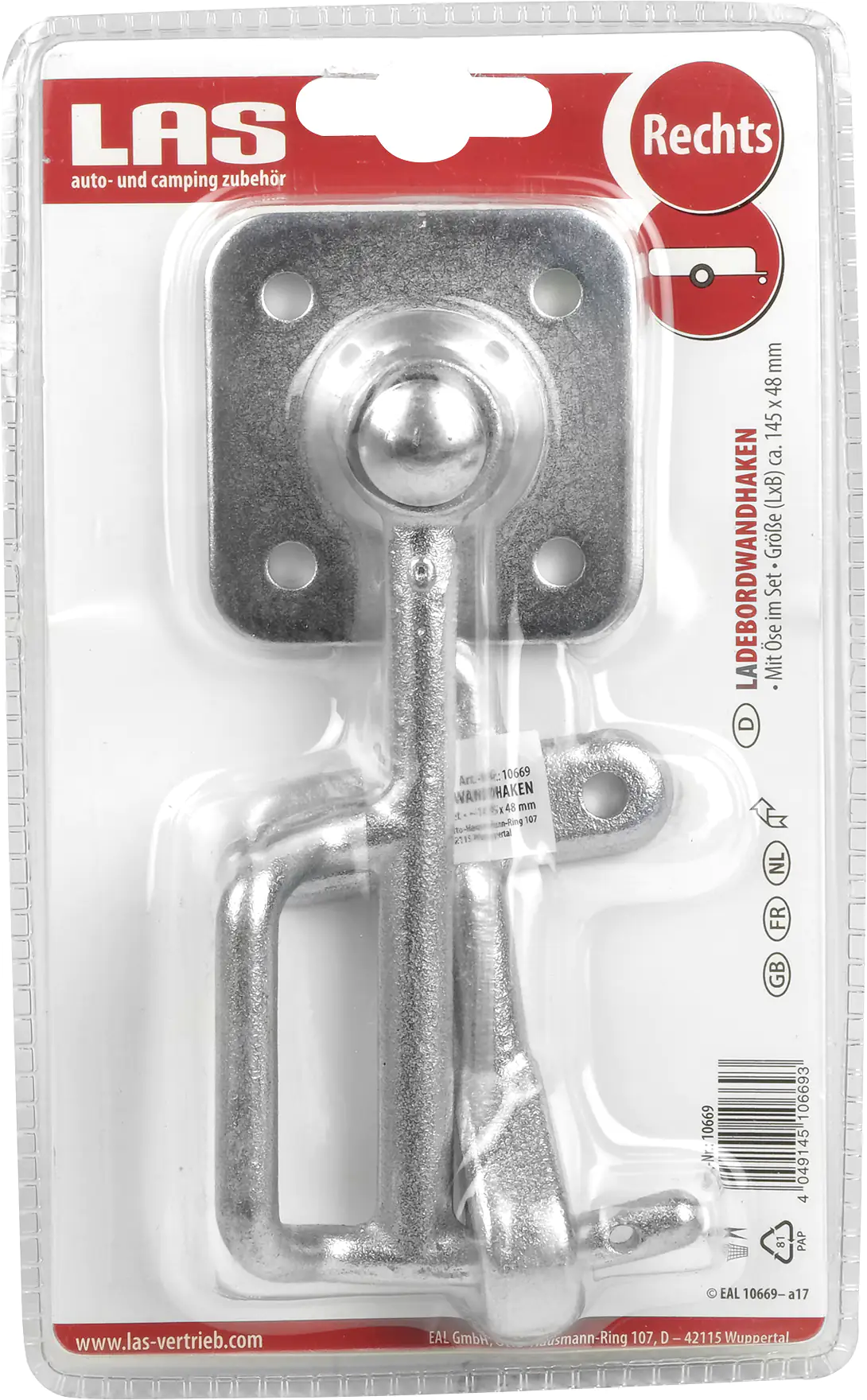 LAS Ladebordwandhaken mit Öse rechts