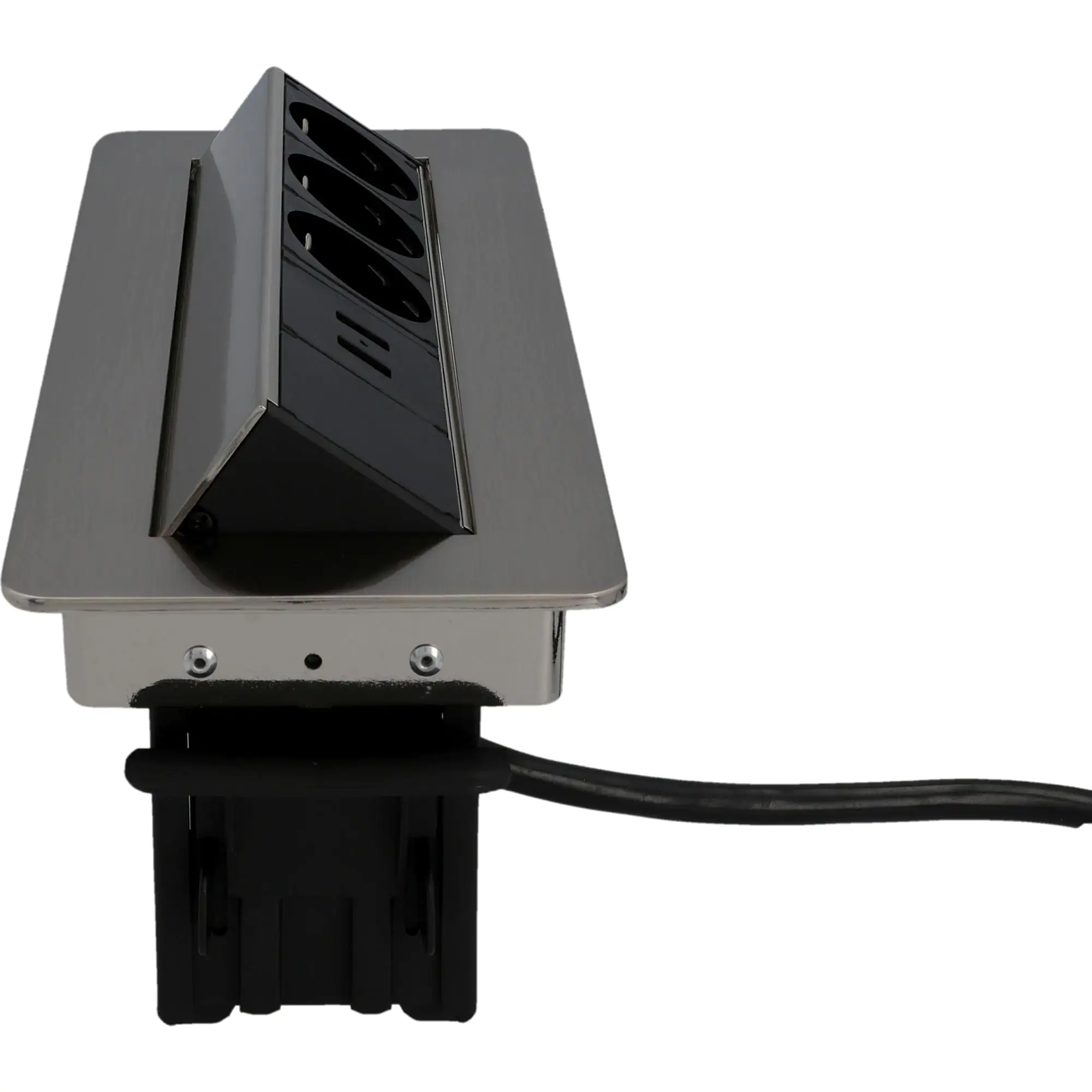 Unitec Einbausteckdosenleiste 3-fach 2m mit 2 x USB Anschlüssen, silber