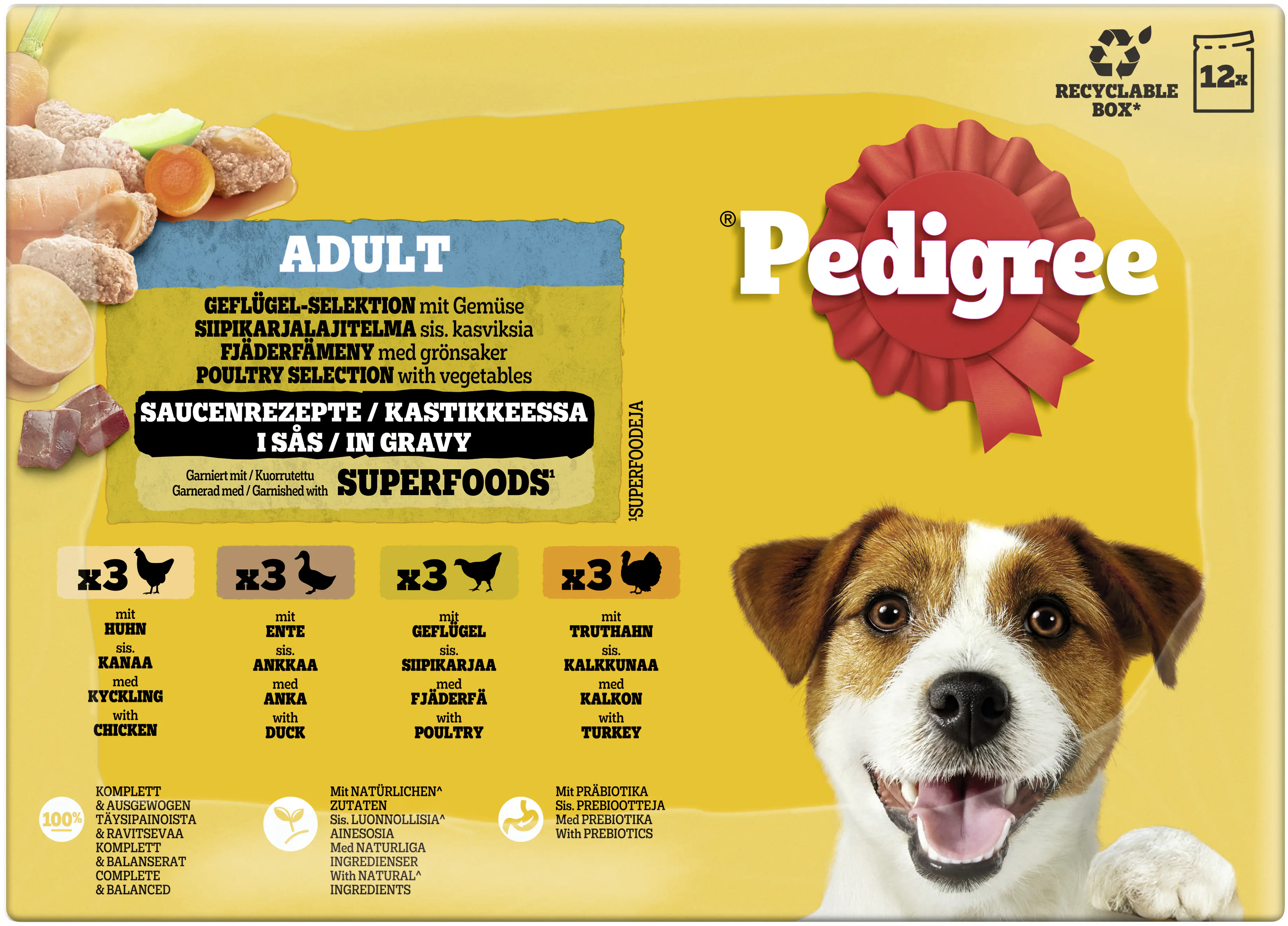 Pedigree Hundenassfutter Adult 12 x 100 g Geflügel