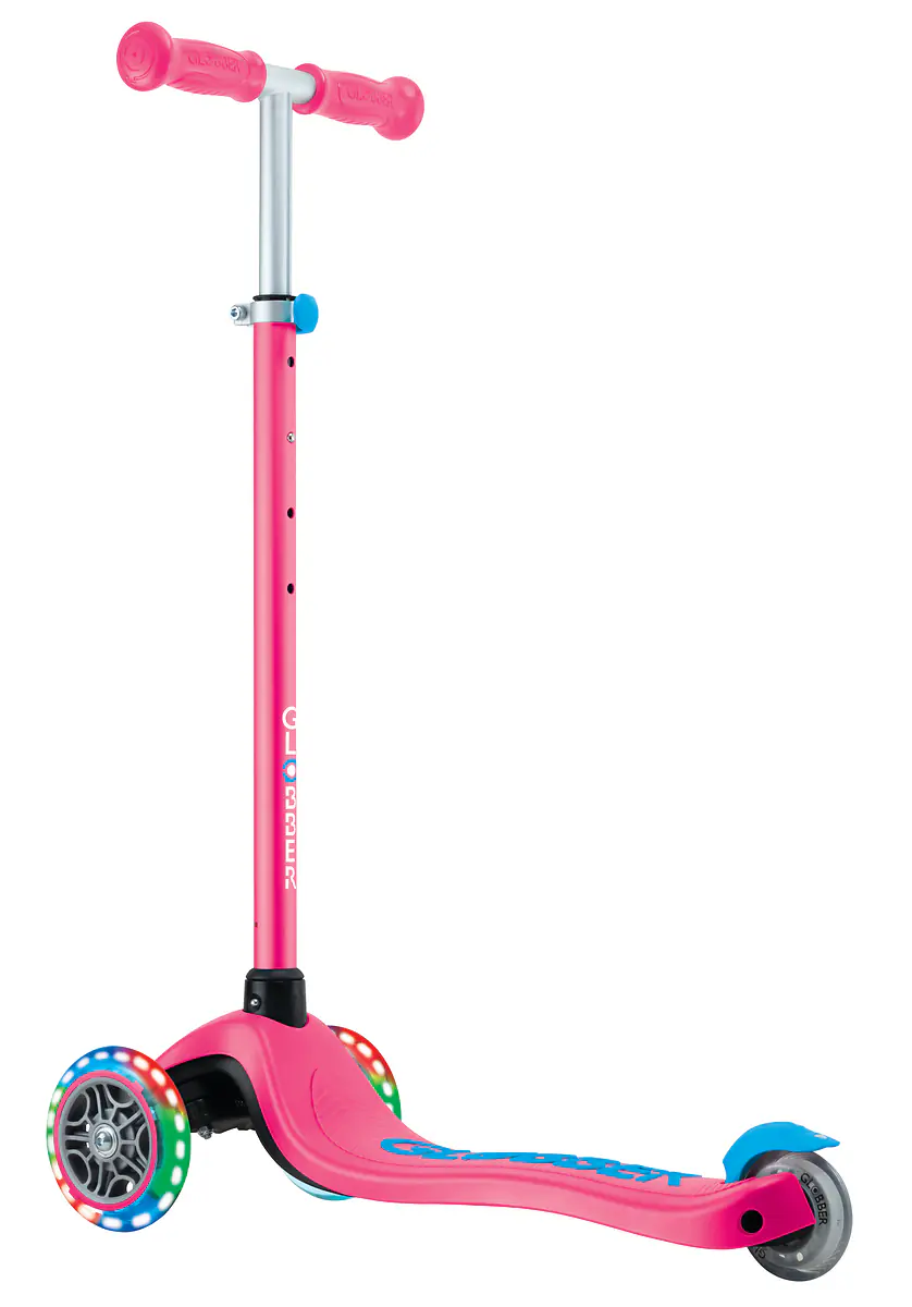 Globber Scooter für Kinder mit Leuchtrollen Primo Plus Lights fuchsia/pink
