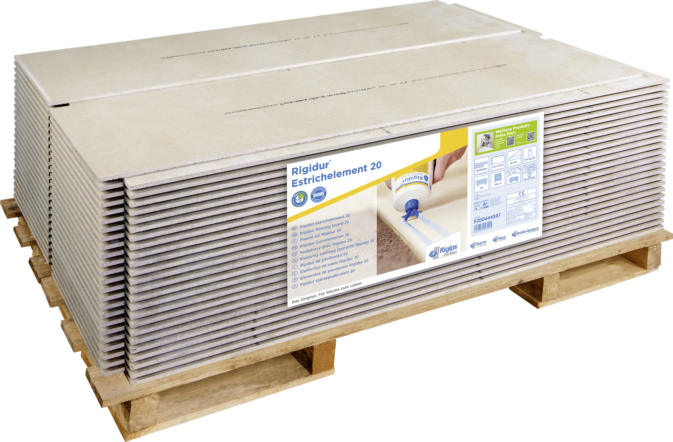 Rigidur Gipsfaser-Estrichelement 150 x 50 cm 20 mm 48 St. Palettenabnahme