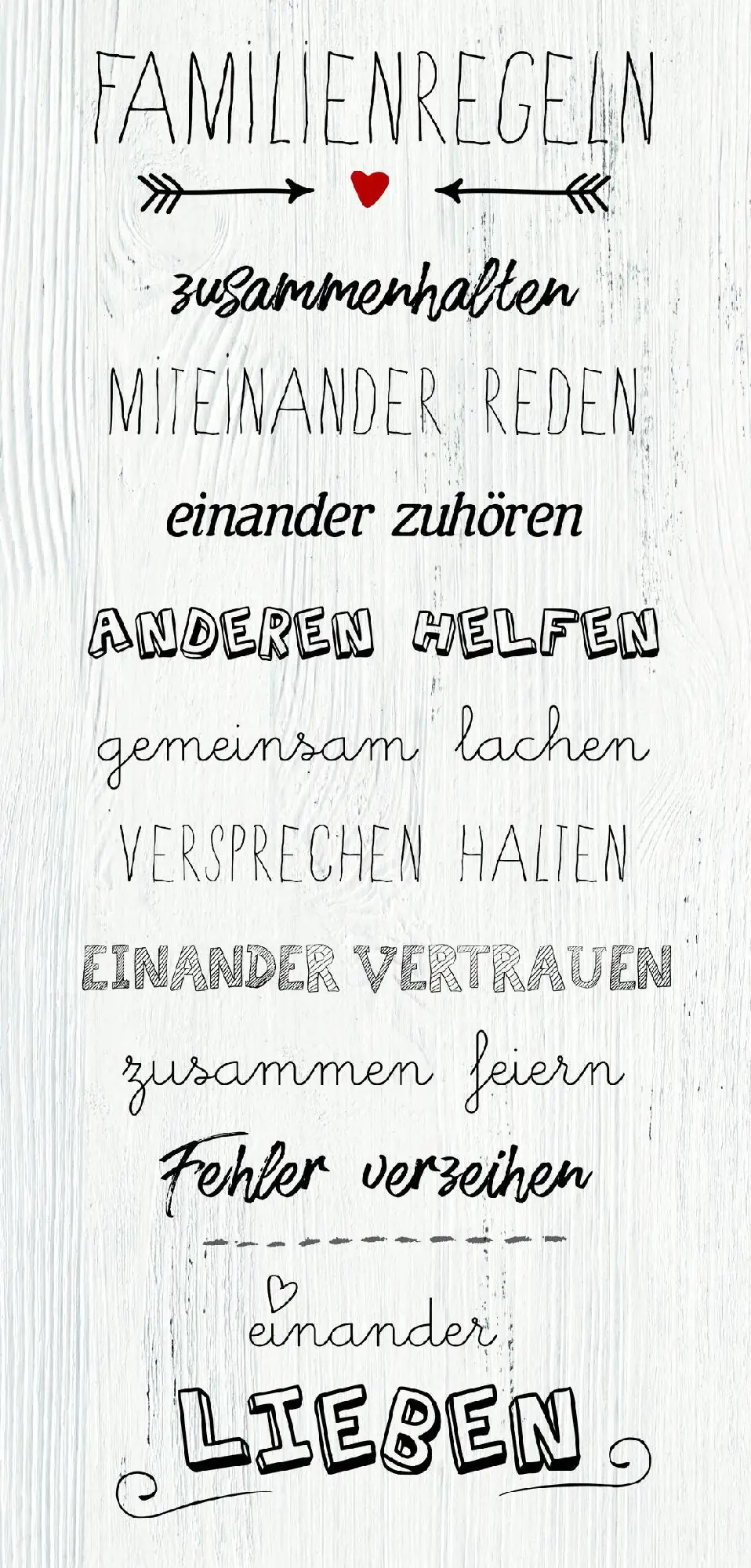 Deco-Block Bild - Familienregeln 60 x 29 cm Deco-Block Bild - Familienregeln 60 x 29 cm