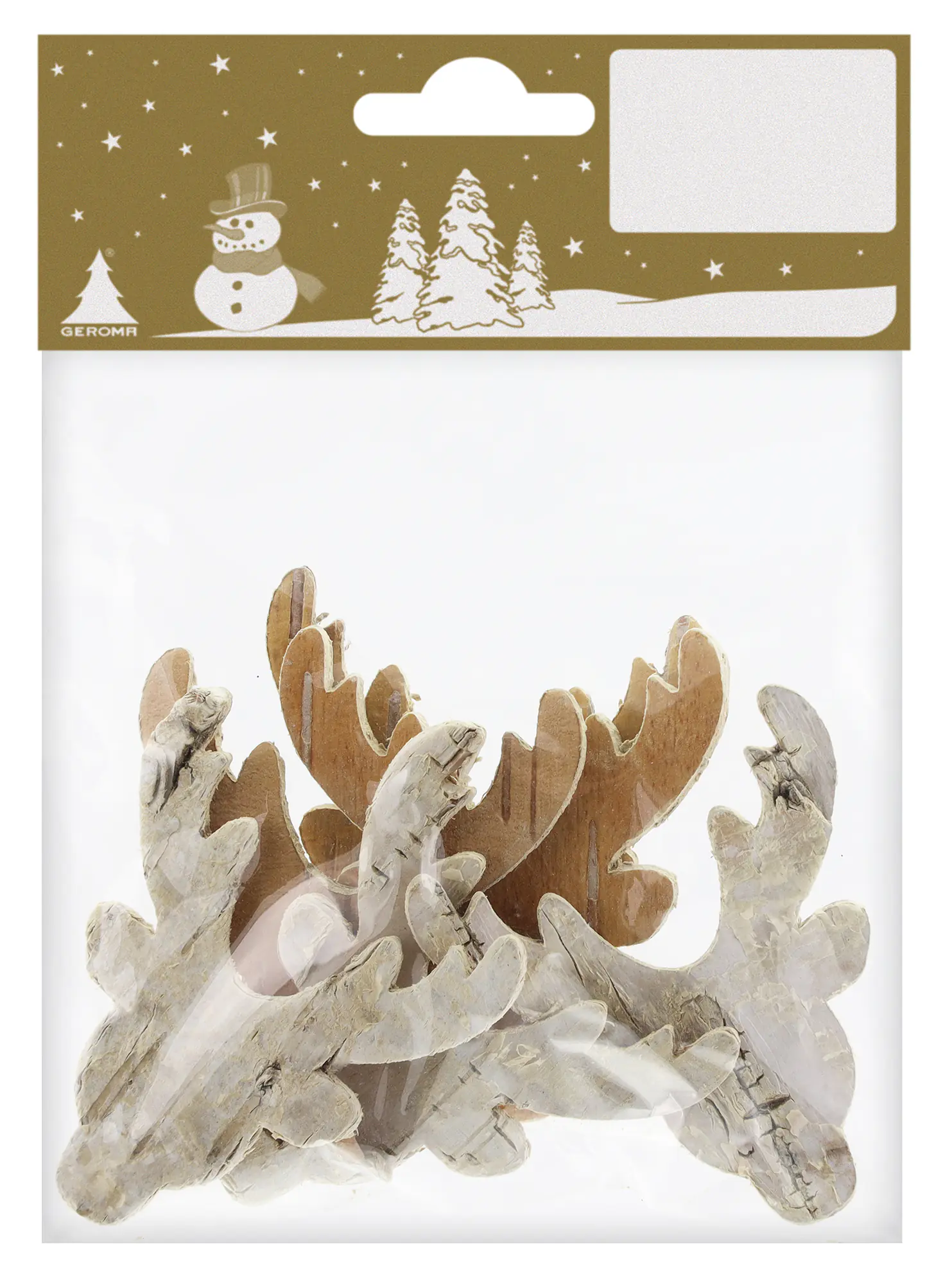 Deko-Rentierkopf Holz 5 cm natur 6 Stück