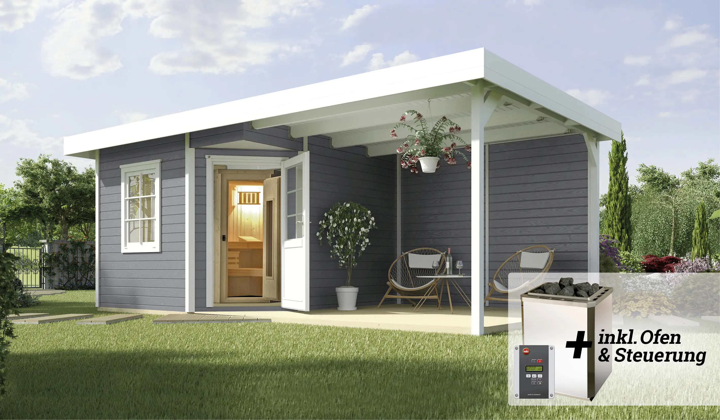 Weka Saunahaus SALO Gr. 2 Sparset 7,5 kW OS seidengrau Weka Saunahaus SALO Gr. 2 Sparset 7,5 kW OS seidengrau