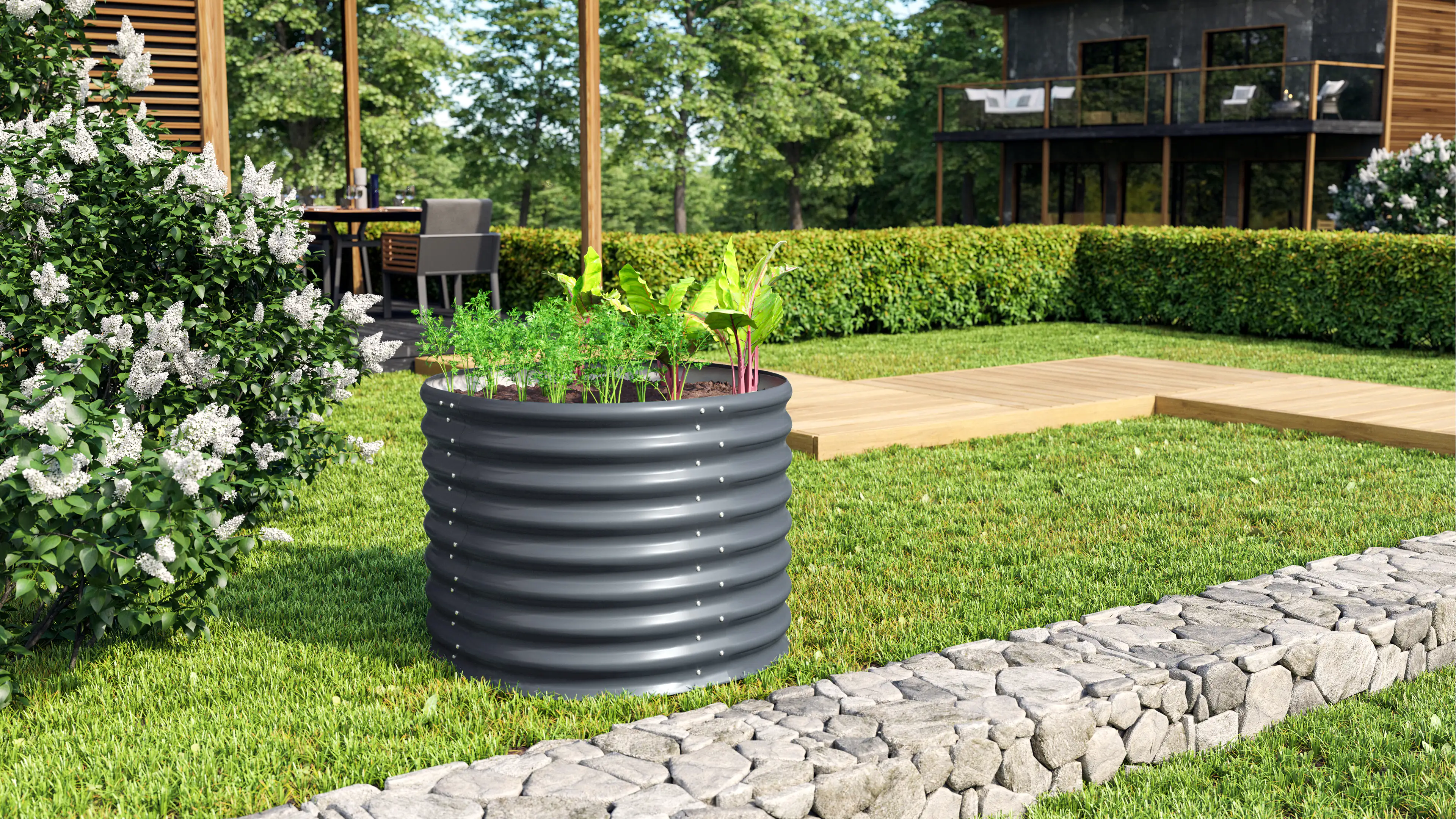 Vitavia Hochbeet Terra Rund 82 x 82 x 63 cm granit