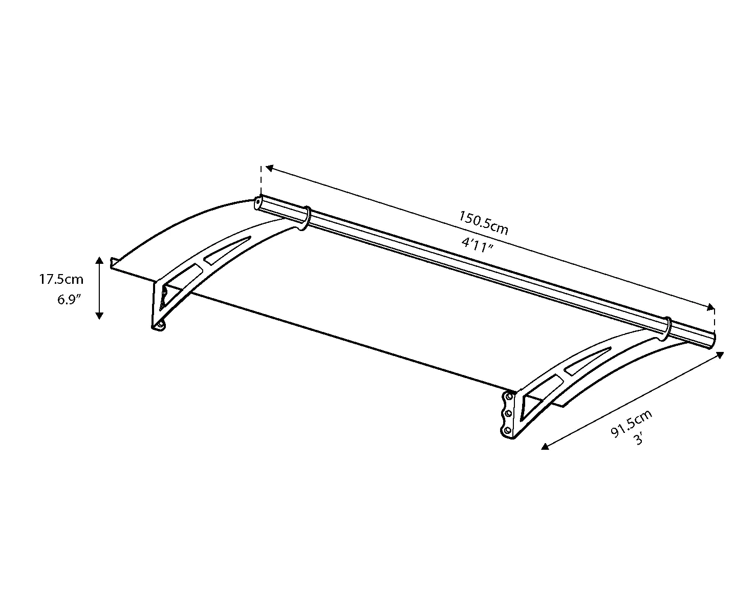 7290010027590_06 Canopia Vordach Aquila 1500 150,5 x 91,5 x 17,5 cm