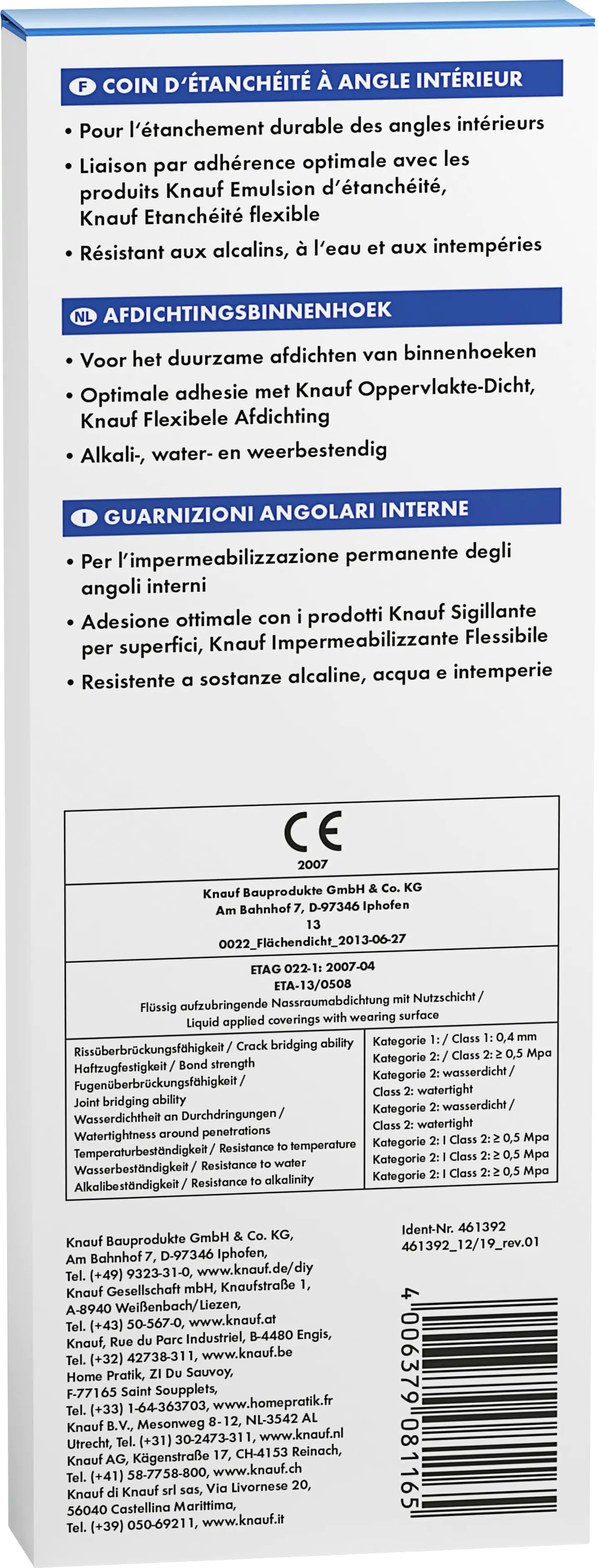 Knauf Dichtecke-Innen blau