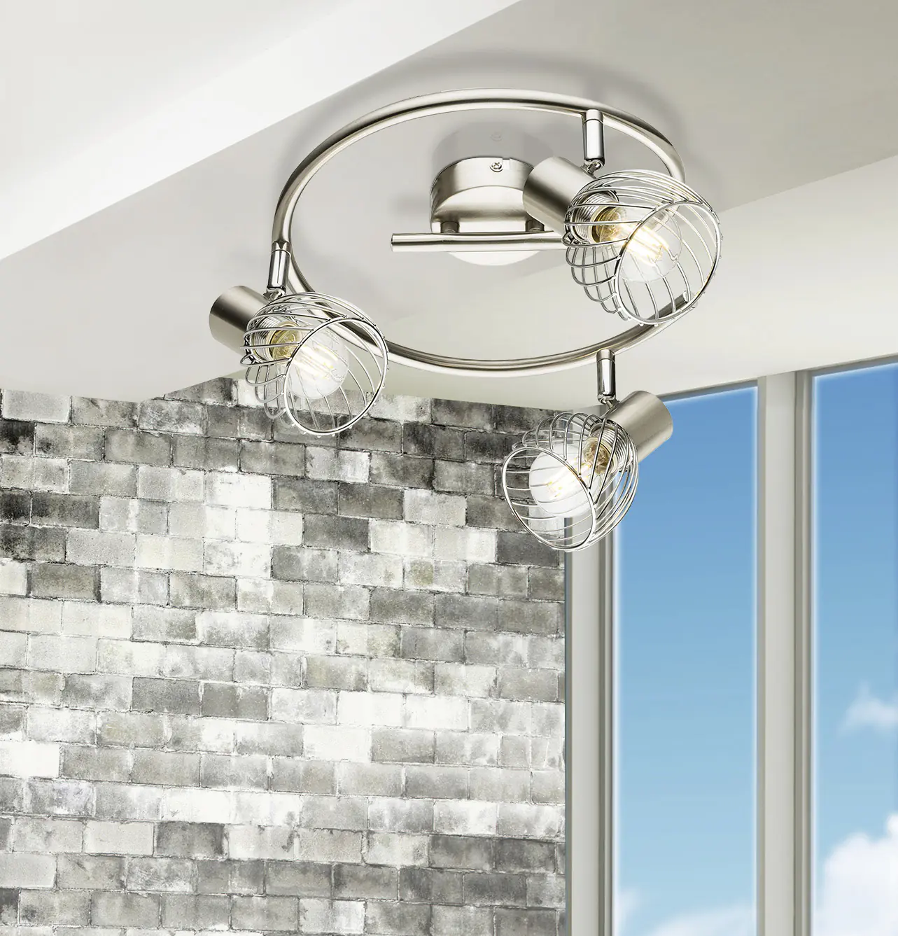 Globo 3er Spot Texas nickel Ø 28 cm E14, max. 40 W