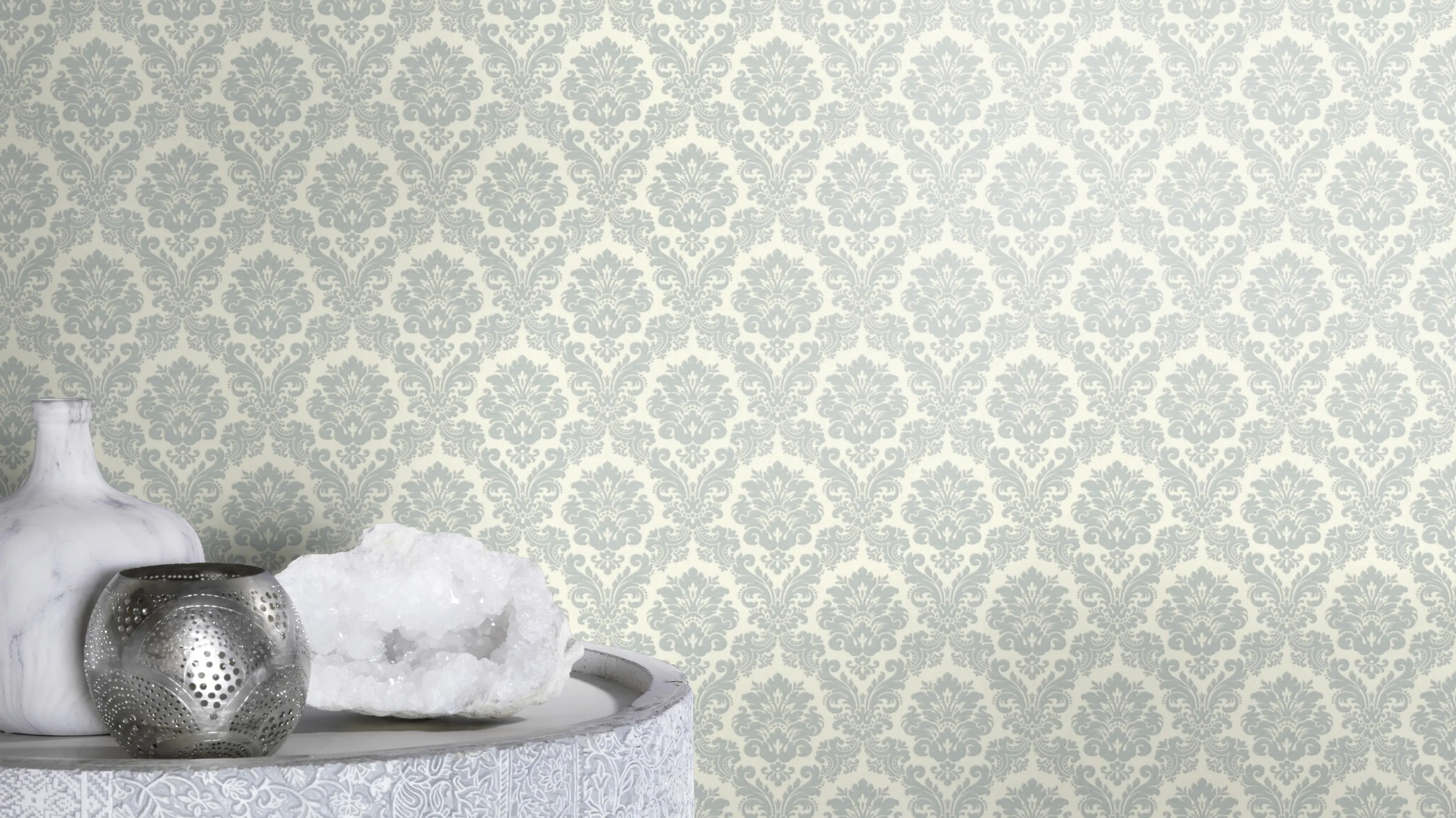 Rasch Vliestapete 570533 Trianon XIII ornament weiß-blau, 10,05 x 0,53 m