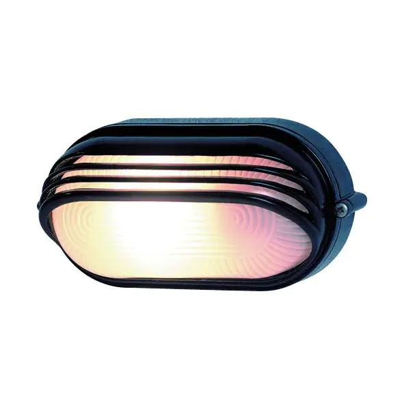 REV Ovalarmatur Alu schwarz 60W mit Abdeckung