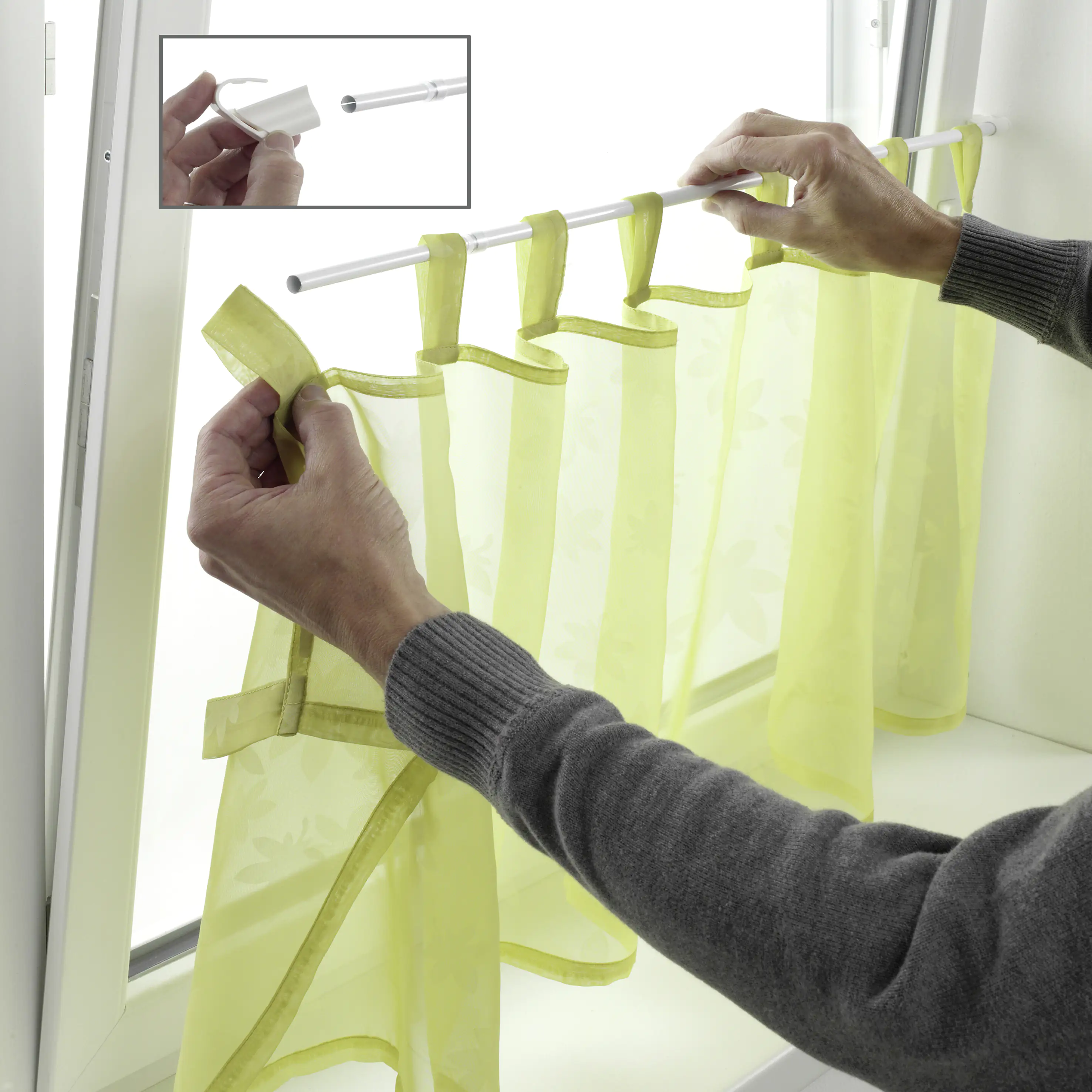 Gardinia Klemm-Vitragenstange weiß, 75 - 125 cm