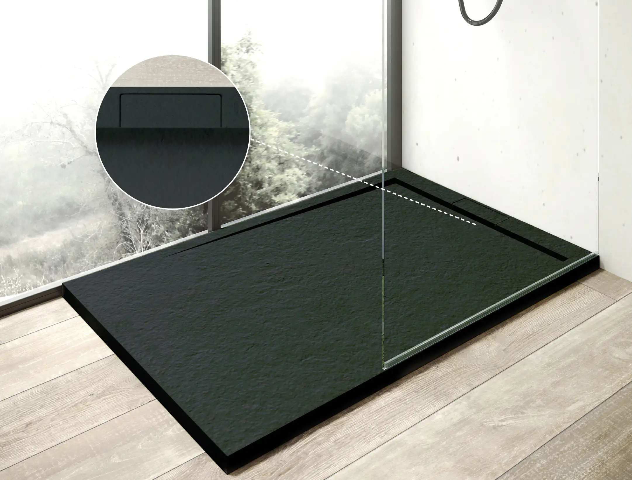 Mineralgussduschwanne Zona 140 x 90 cm, anthrazit, ohne Ablaufgarnitur, ohne Füsse