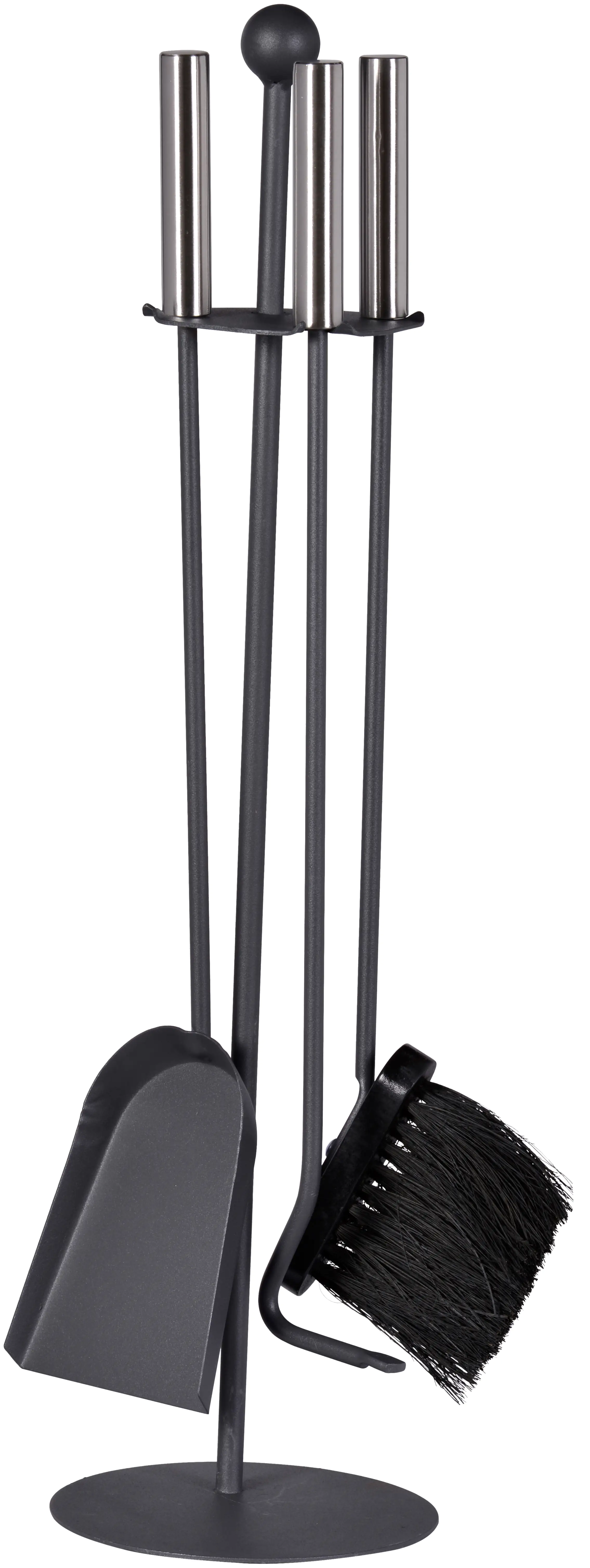 Kaminbesteck 4-teilig Ständer schwarz lackiert