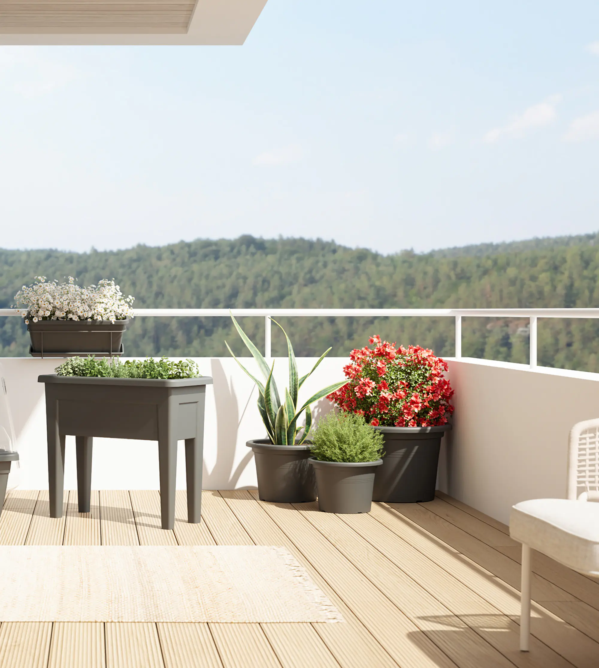 Artevasi Pflanztopf Venezia Cilindro Kunststoff anthrazit matt Ø 40 x 28 cm