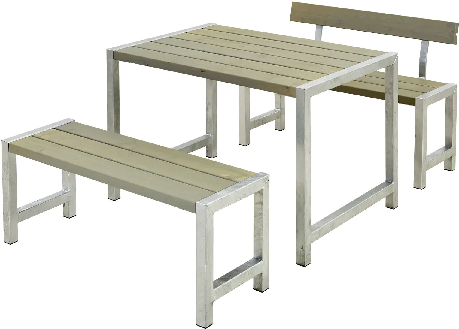 Plus Cafegarnitur Tisch 2 Bänke 1 Rückenlehne Druckimpräg. Graubraun