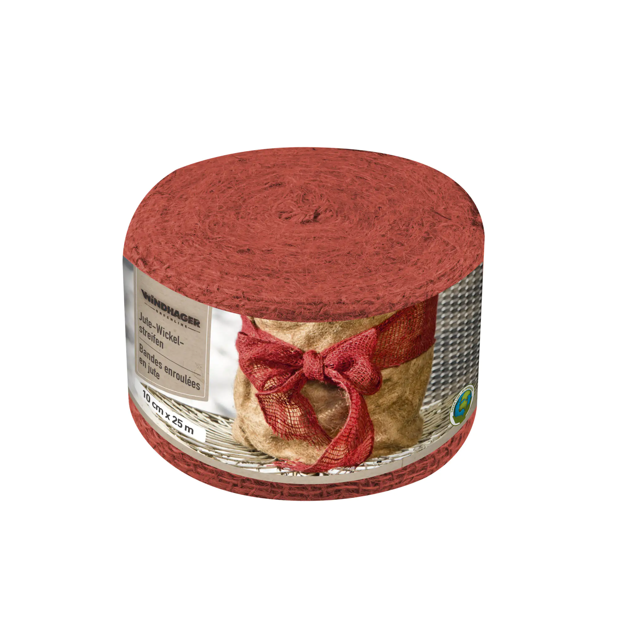 Windhager Jute-Wickelstreifen Öko rot 10 cm x 25 m, rot