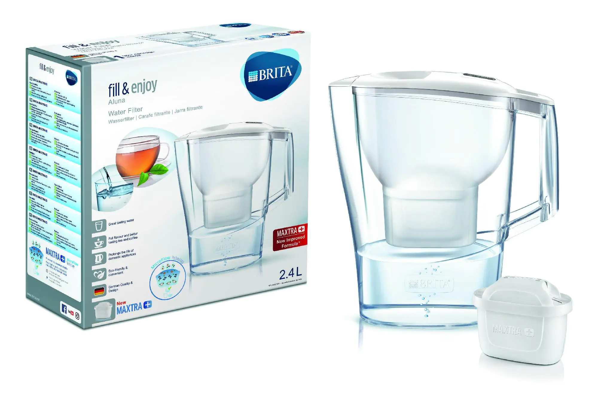 Brita Wasserfilter Aluna Cool weiß Maxtra+, 2,4 L Füllmenge