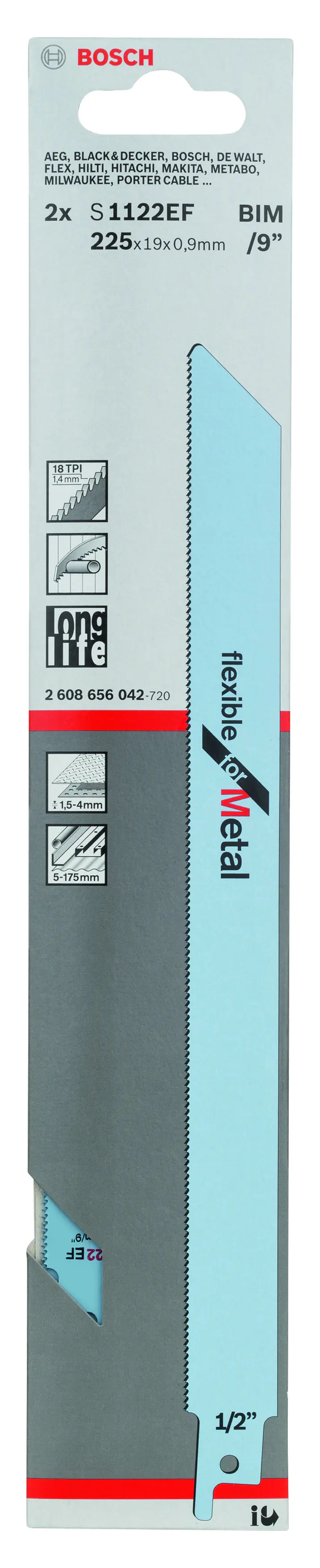 Bosch Säbelsägeblatt S 1122 EF Flexible for Metal 2 Stück Bosch Säbelsägeblatt S 1122 EF Flexible for Metal 2 Stück