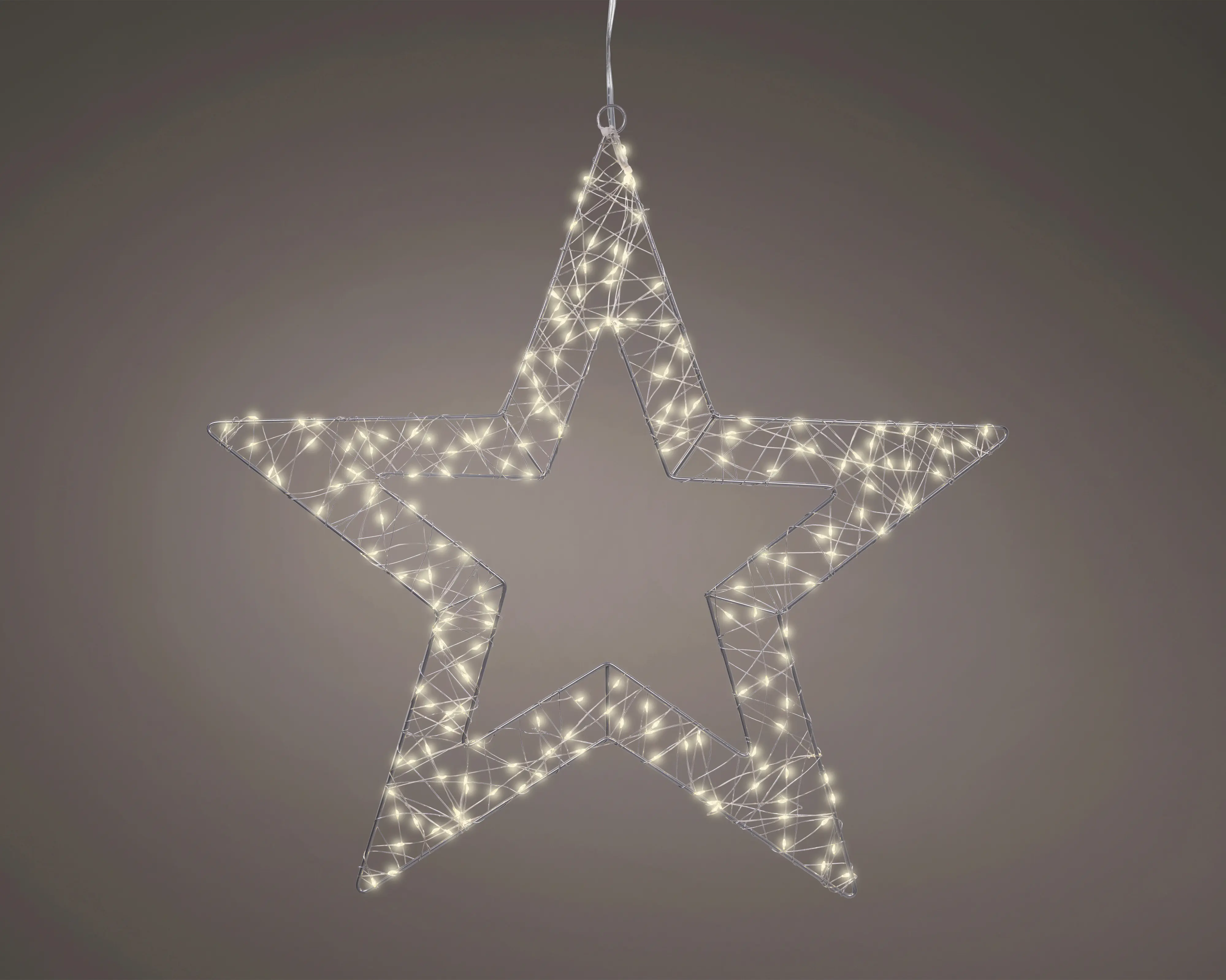 Lumineo LED Stern mit Timer Metall Ø 58 cm warmweiß silber