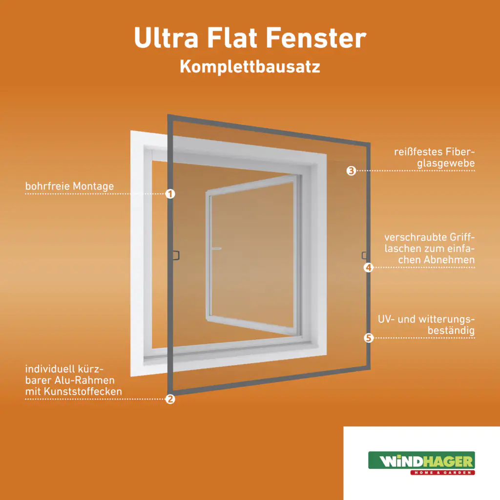 Windhager FliegenschutzFenster Ultra Flat 120 x 150 cm schwarz/anthrazit