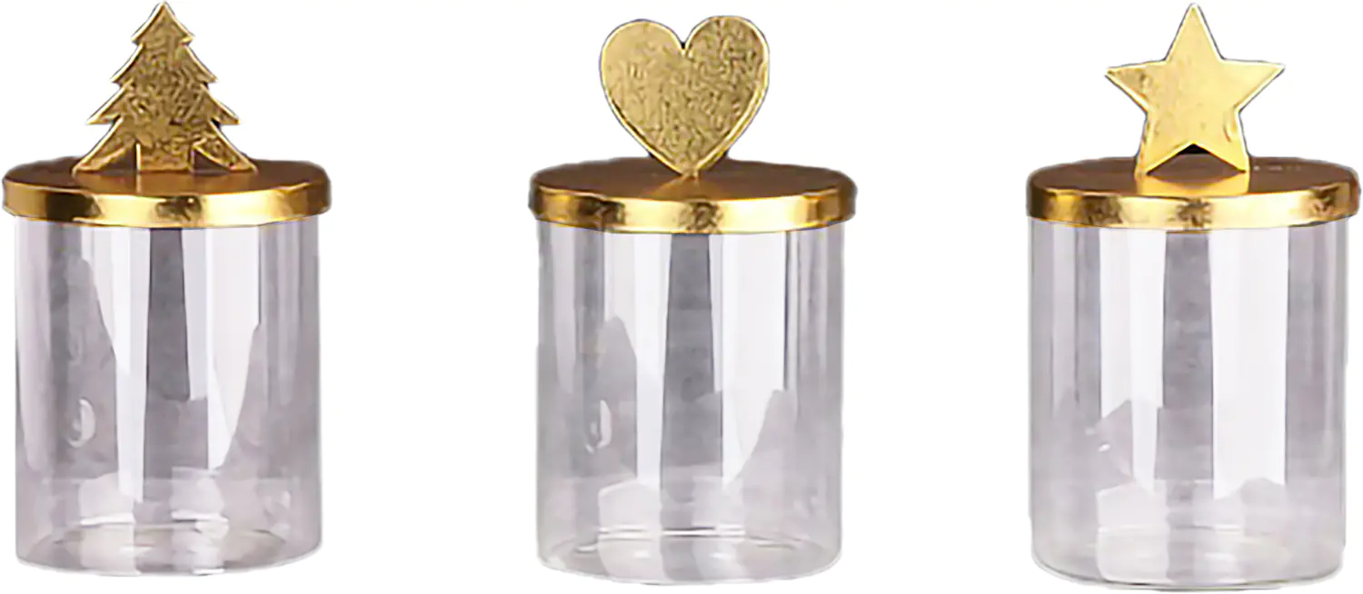 TrendLine Deko Eisen-Glas Aufbewahrungsdose Weihnachten 10cm x 17cm weiß gold