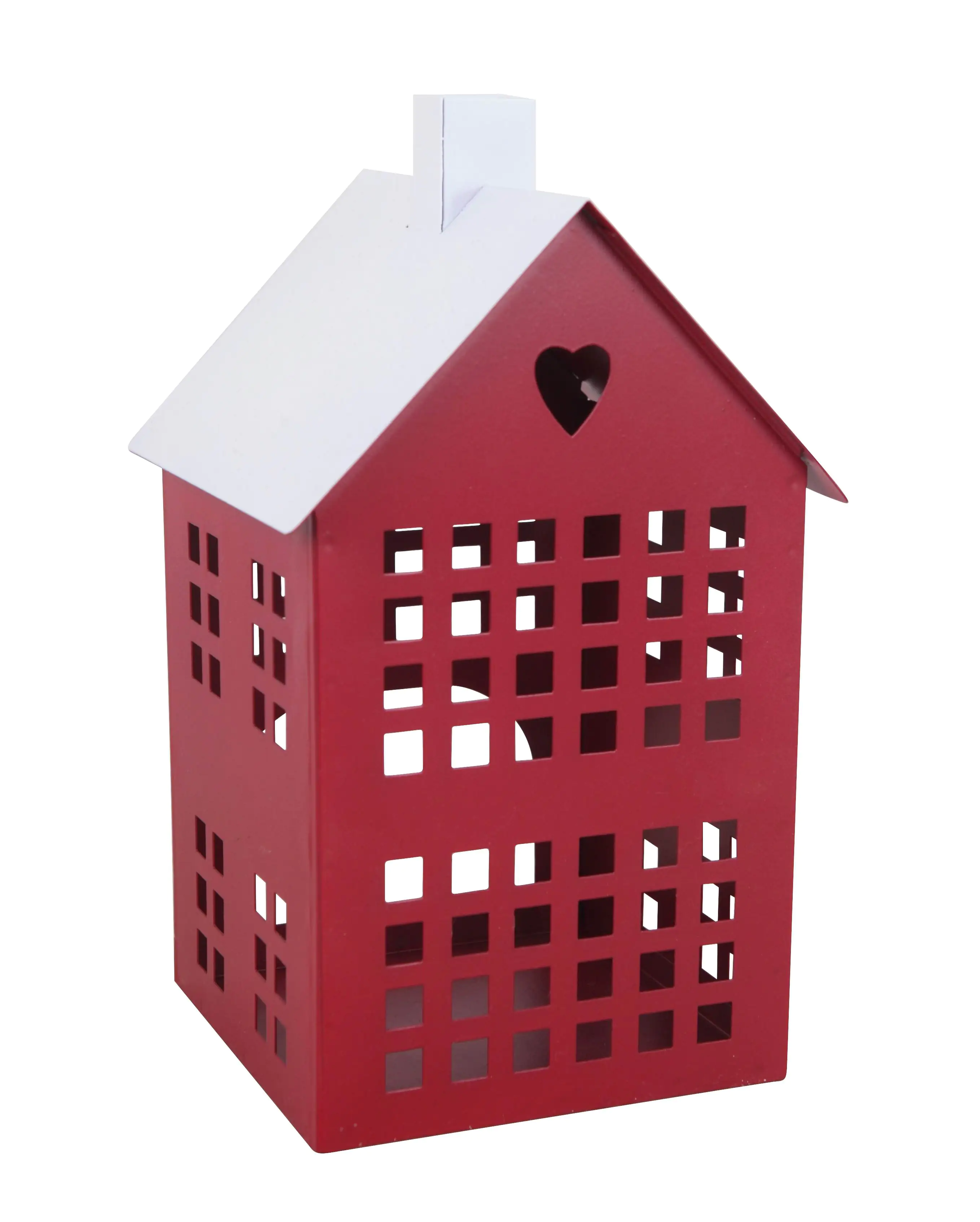 TrendLine Windlicht Metall Haus 23 x 13 cm rot-weiß TrendLine Windlicht Metall Haus 23 x 13 cm rot-weiß
