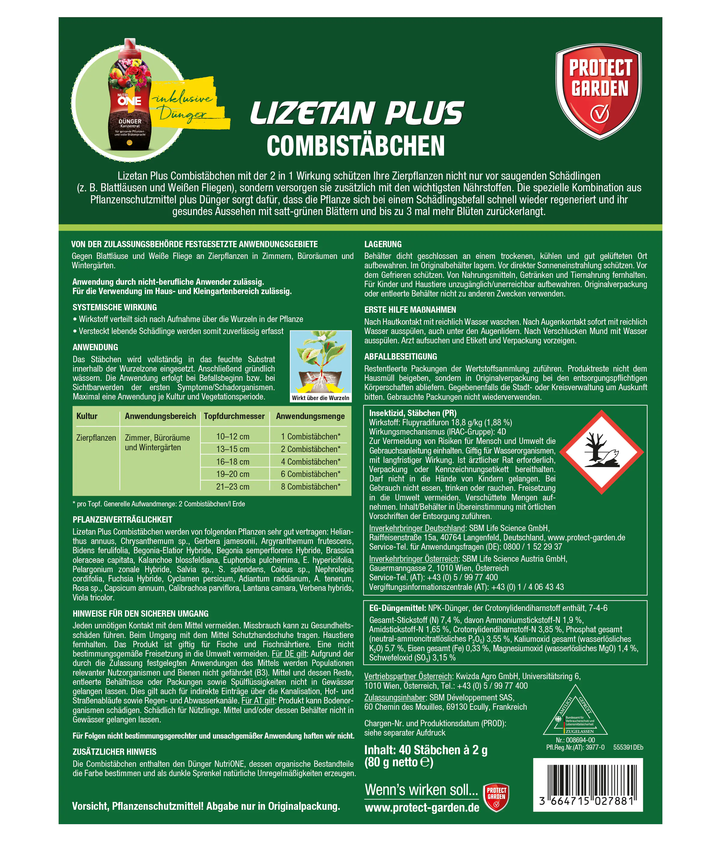 Protect Garden Lizetan Plus Combistäbchen 40 Stück Protect Garden Lizetan Plus Combistäbchen 40 Stück