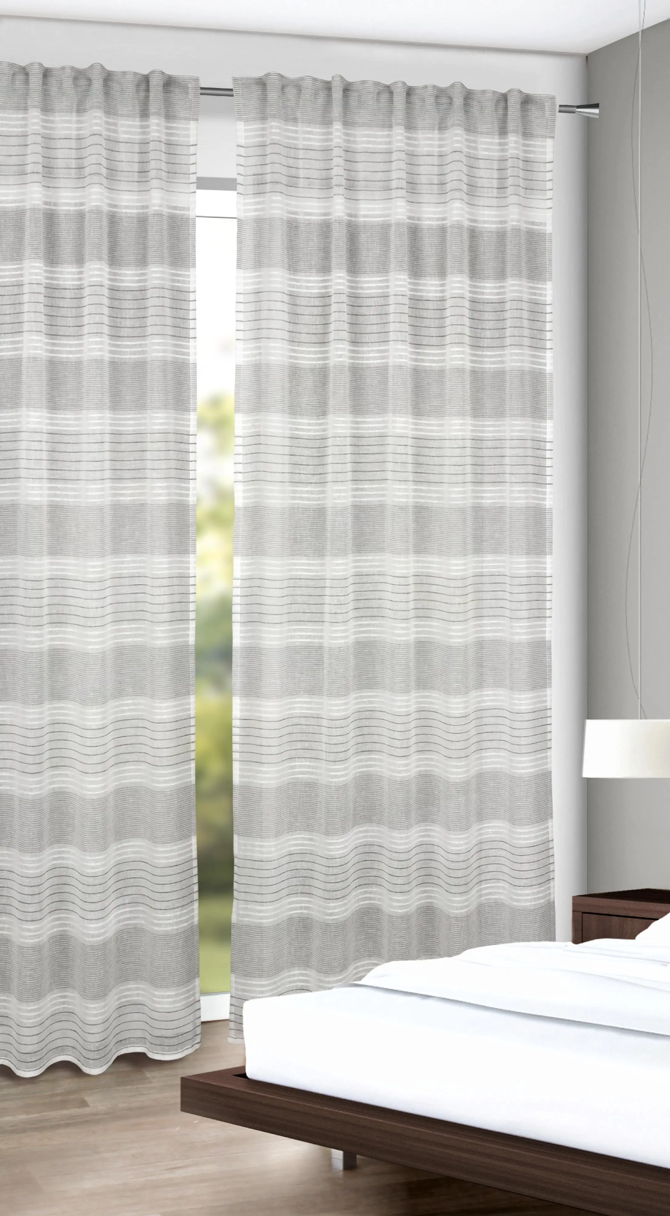 Neusser Collection Verdunklungsschal mit Gardinenband silber 135x245 cm