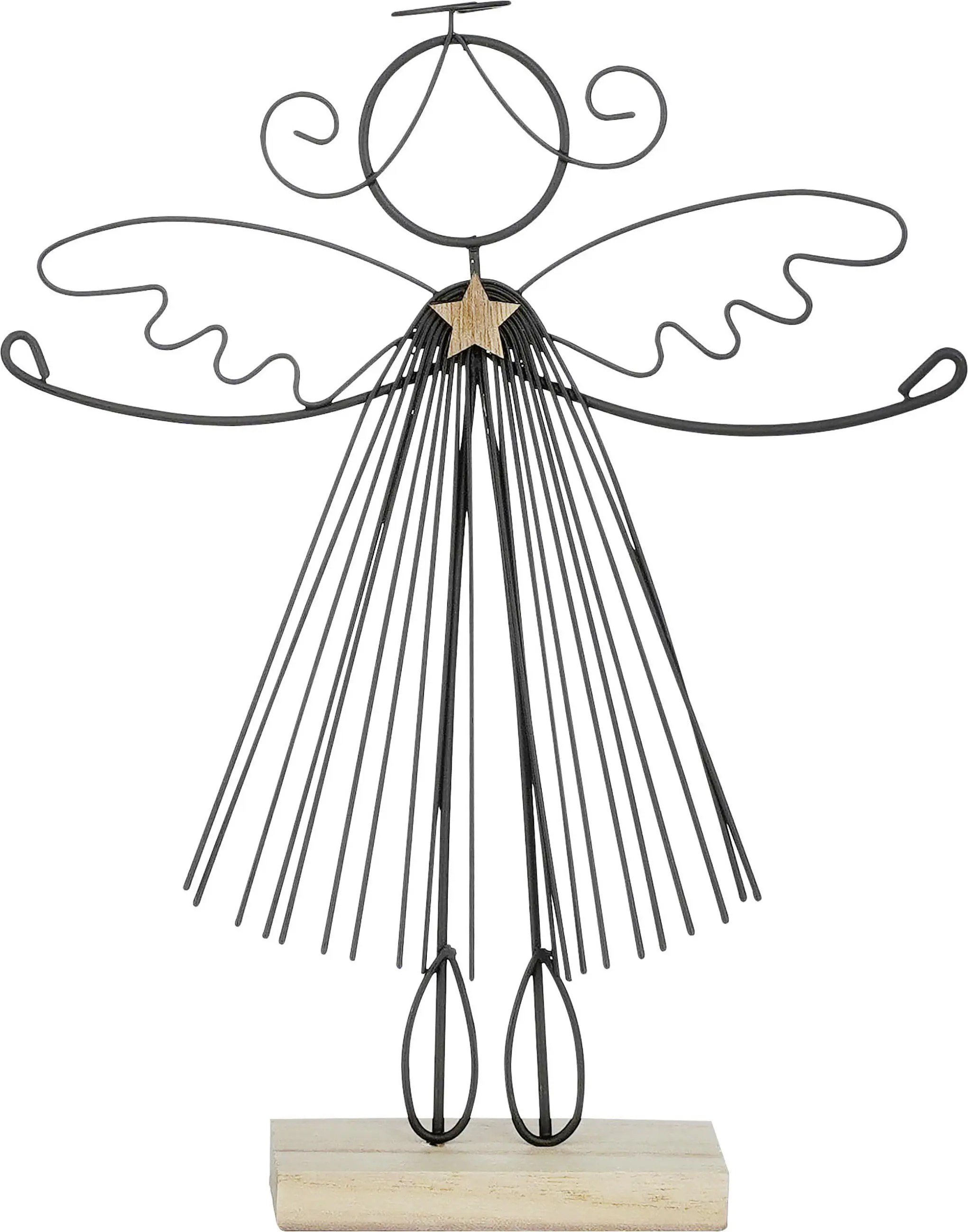 House of Seasons Dekofigur Eisendraht Engel 23 x 18 x 4 cm schwarz