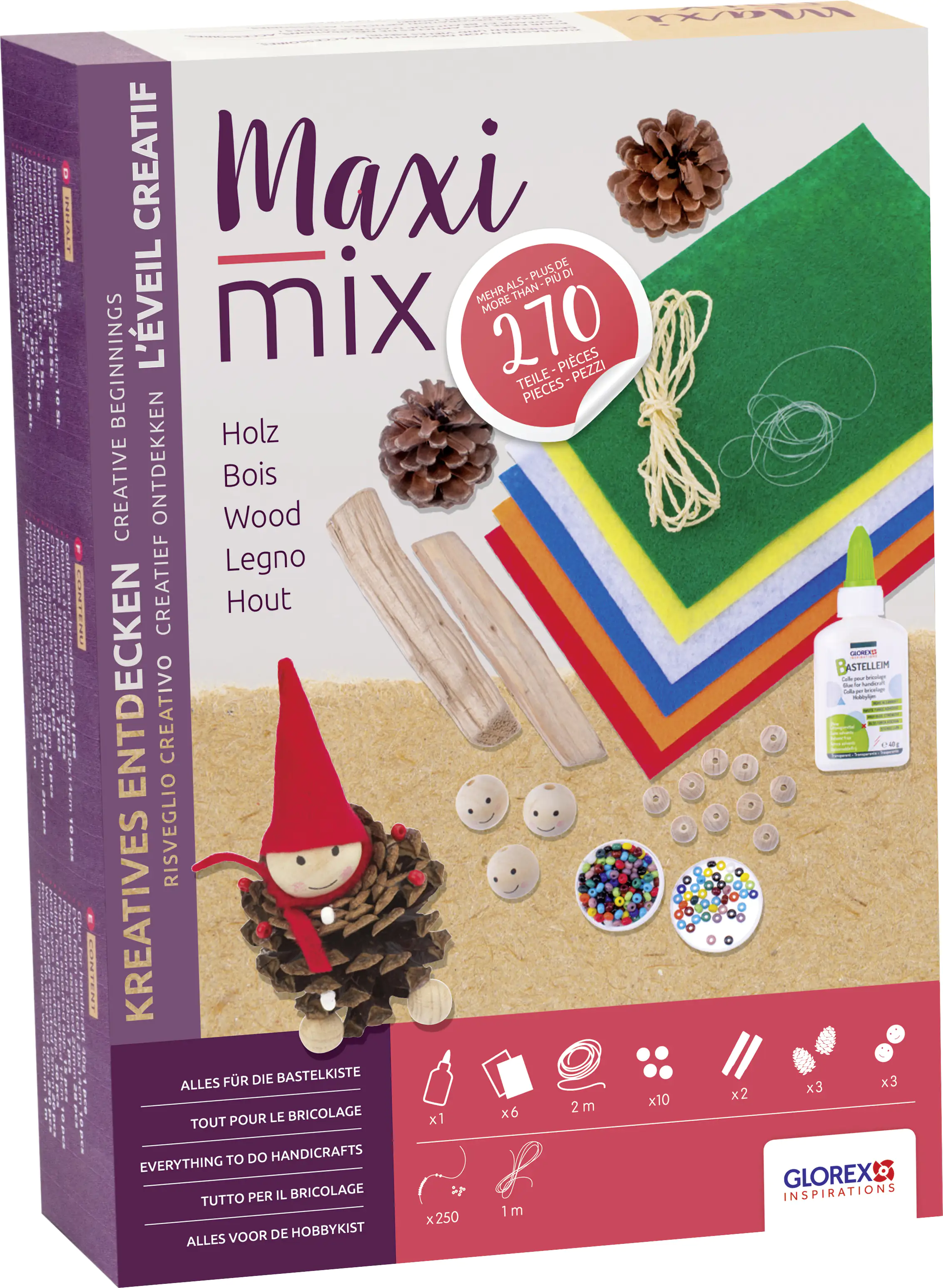 7610877561165 Glorex Bastelpackung Creativ Maxi Mix Naturholz