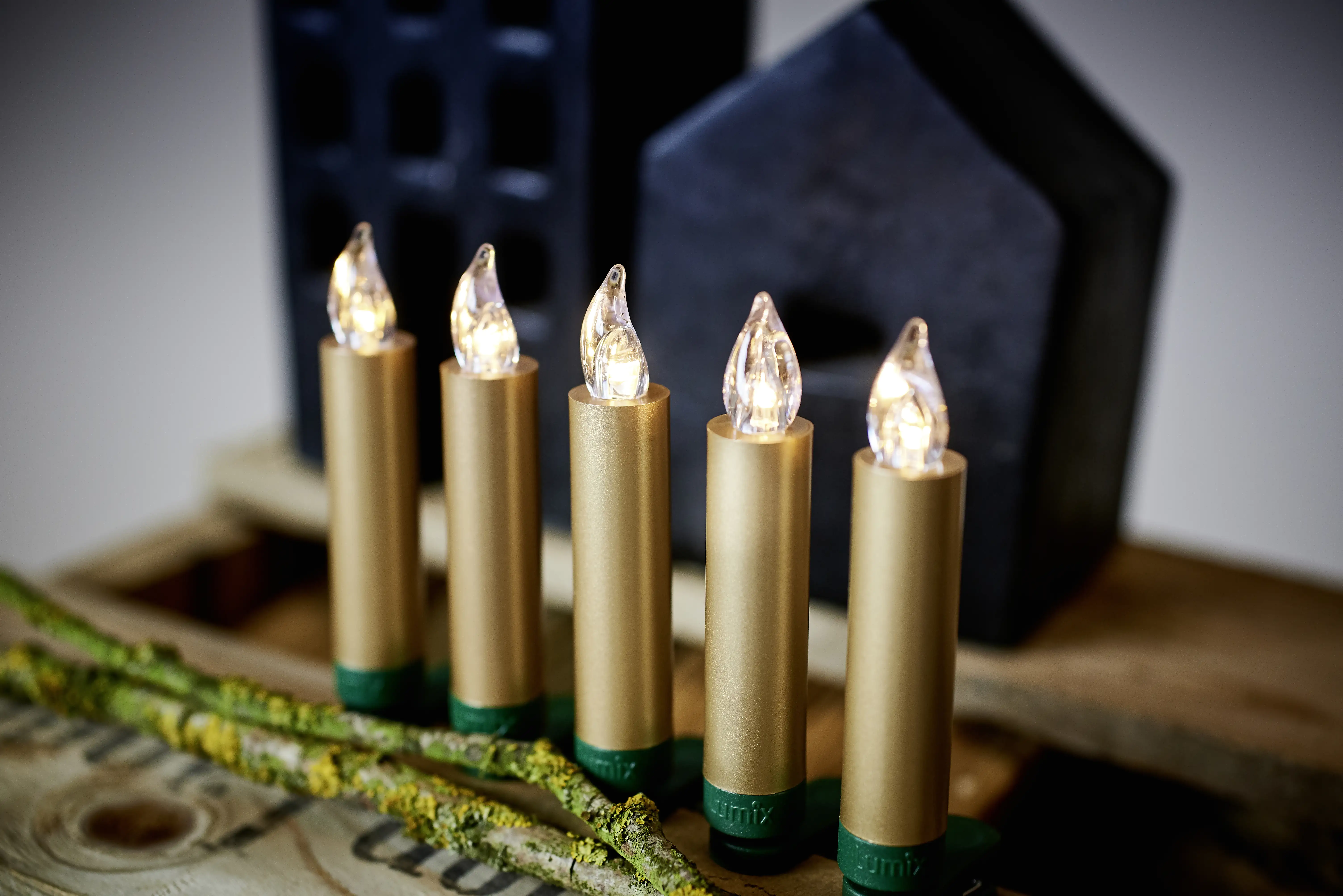 Krinner Lumix Superlight Mini Erweiterungsset, 6 LED Kerzen, gold