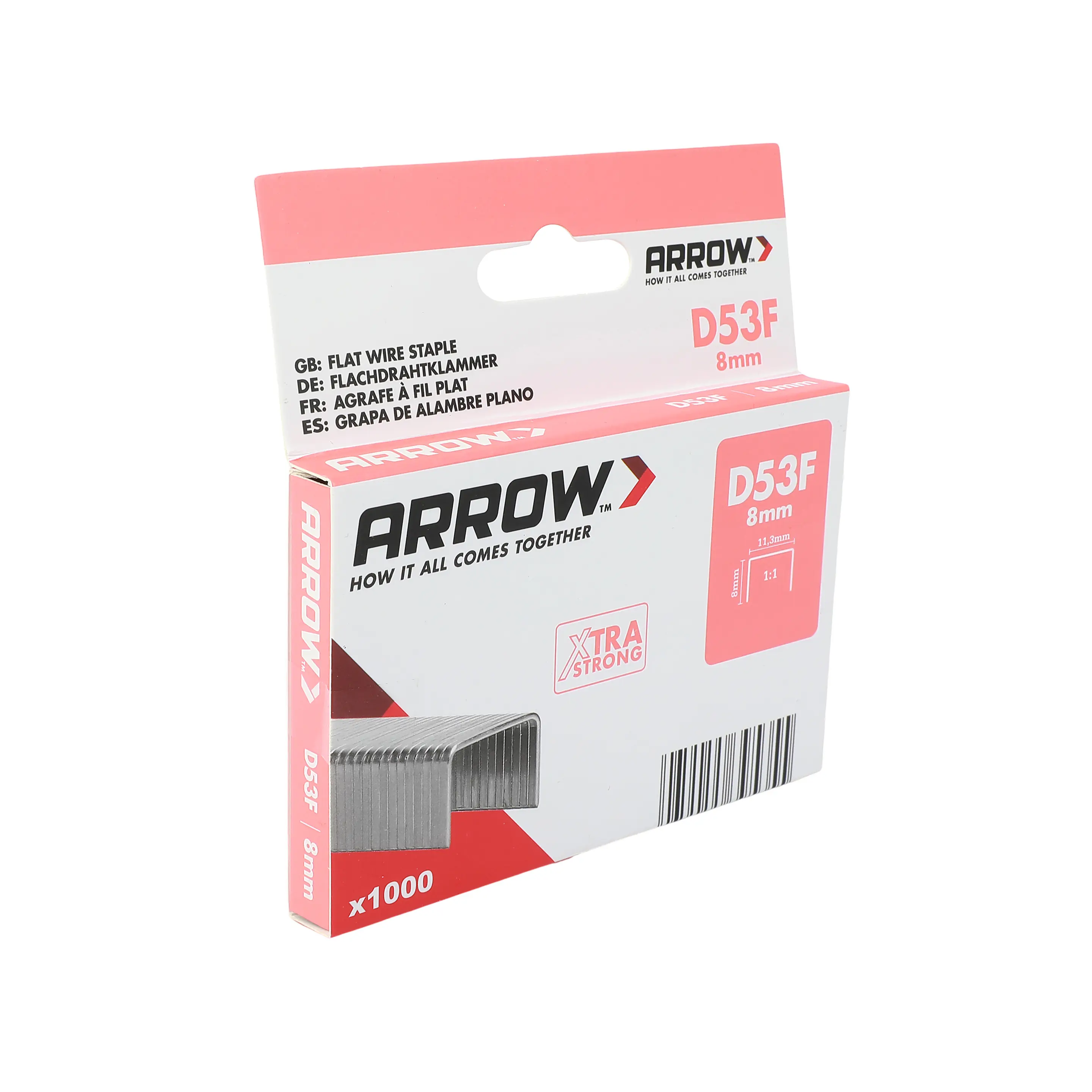 Arrow Tackerklammer Flachtdraht D53F 8 mm Folie 1000 Stück