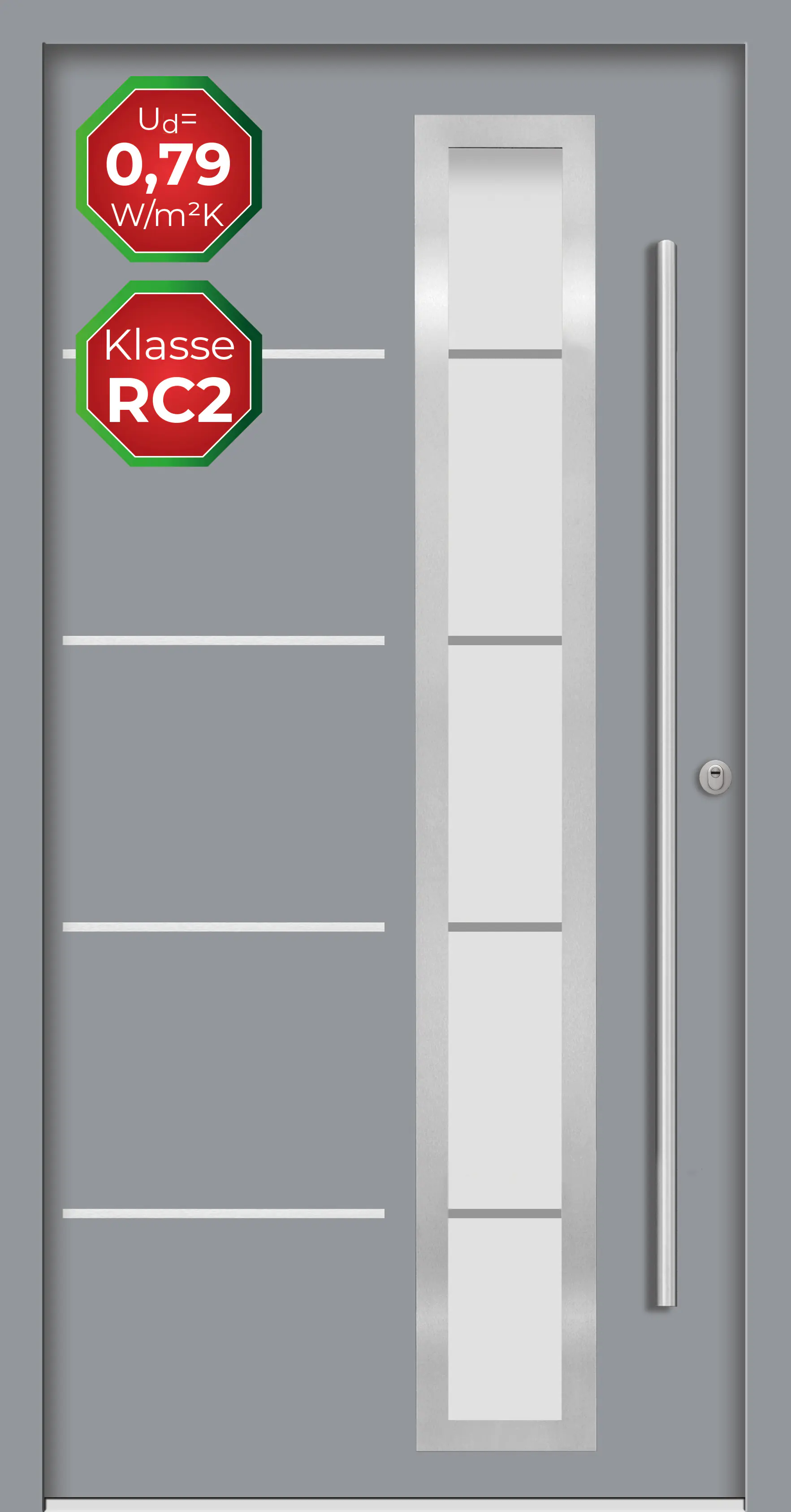 Splendoor Haustür Passivedoor Premium B06 RC2 Grau DIN Rechts 100 x 210 cm