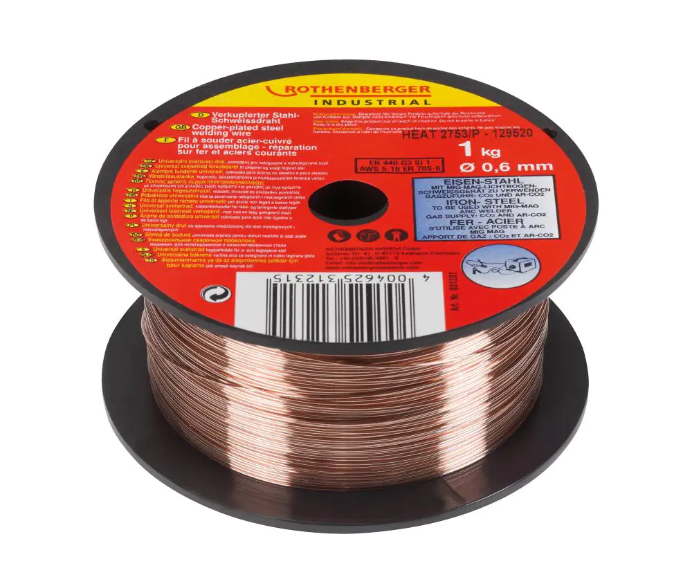 Rothenberger Schutzgas-Schweißdraht verkupfert Ø 0,6 mm, 1 kg
