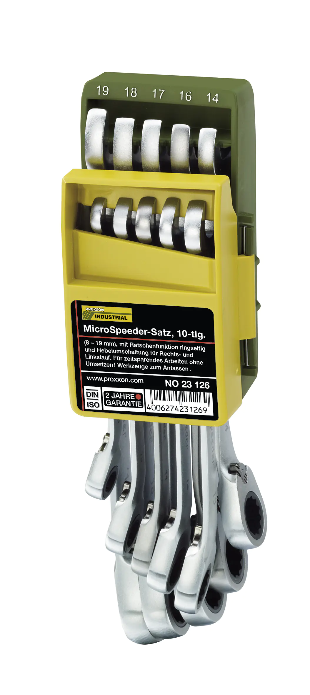 Proxxon Ring-Maul-Schlüssel-Satz MicroSpeeder im Klapphalter 8 - 19 mm 10-teilig Proxxon Ring-Maul-Schlüssel-Satz MicroSpeeder im Klapphalter 8 - 19 mm 10-teilig
