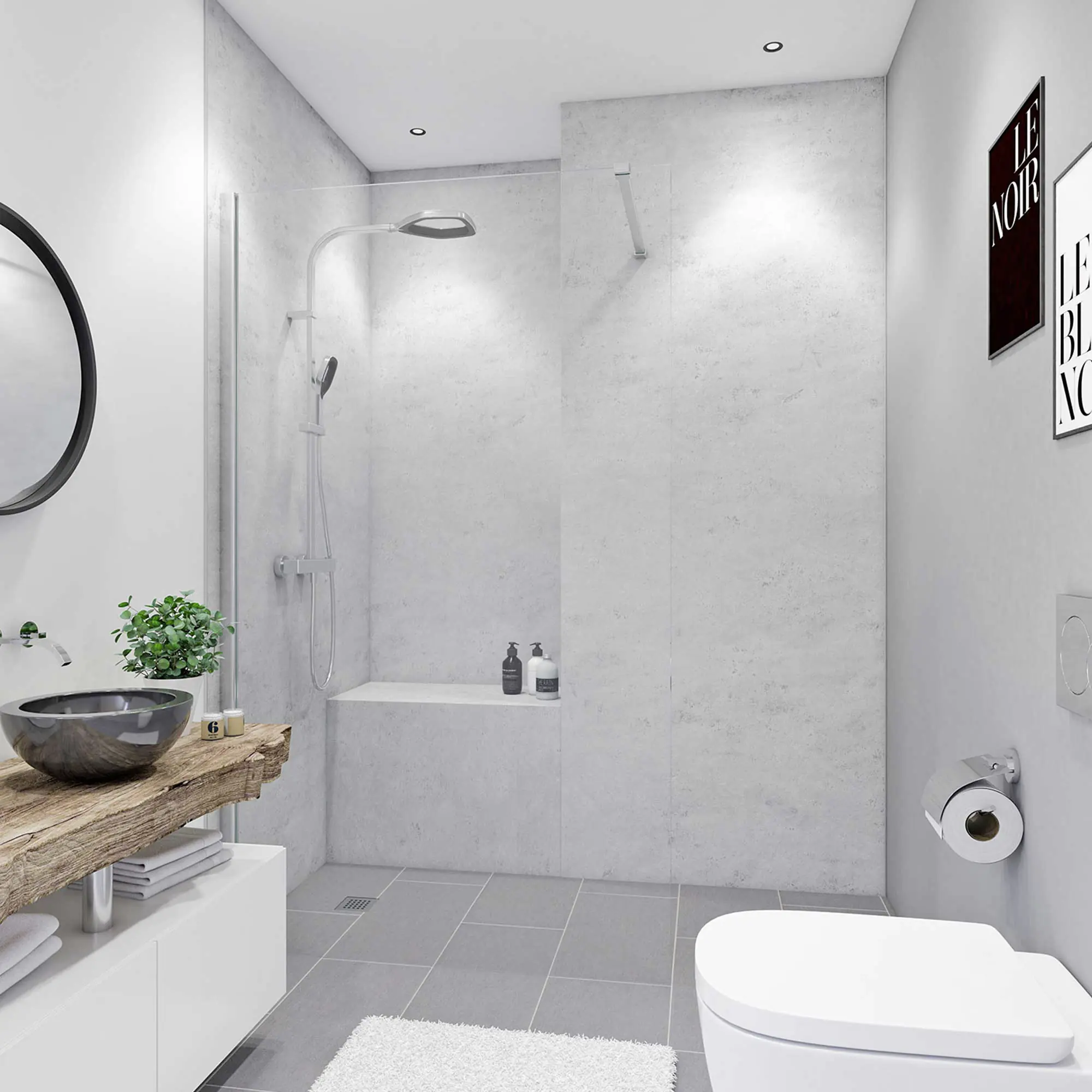 Breuer Duschrückwand Soft-Touch Marmor grau Dekor 150 x 255 x 0,3 cm