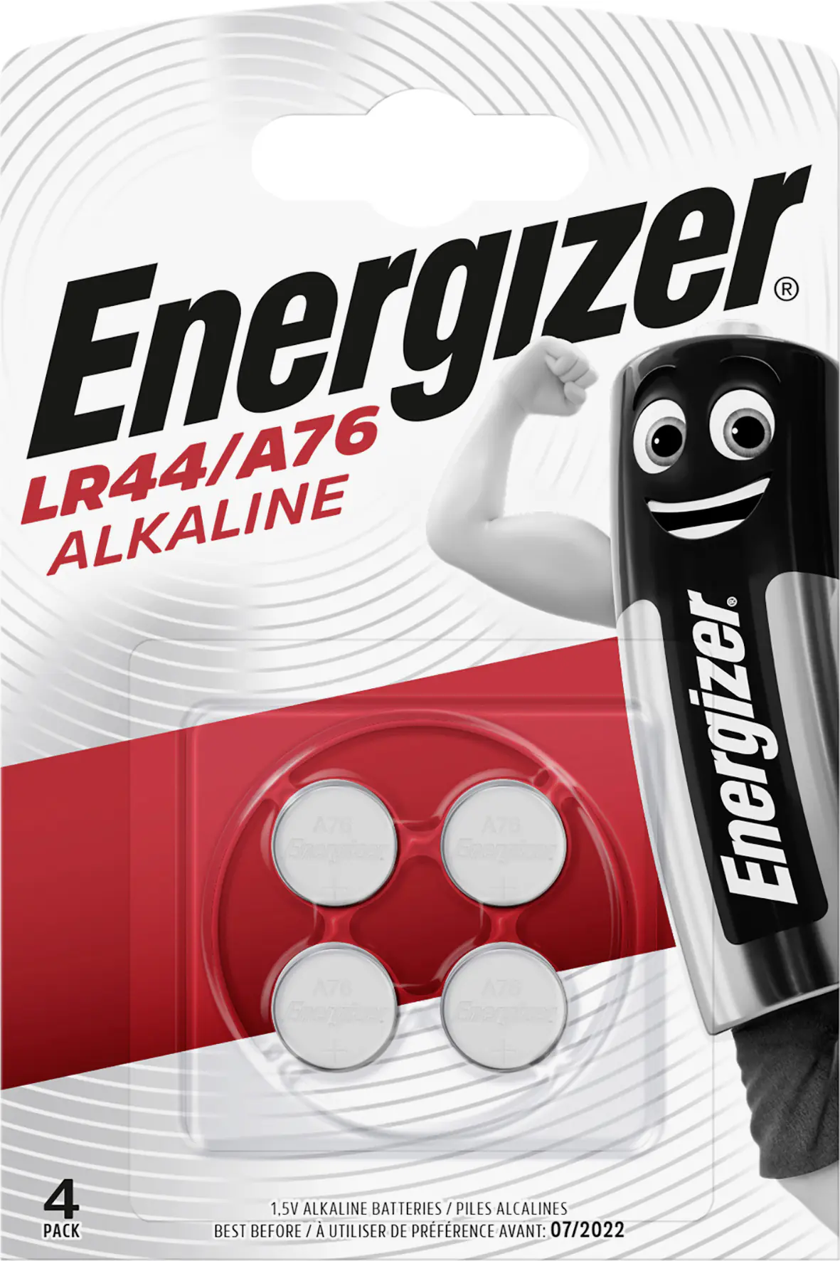 Energizer Knopfzelle LR 44 Alkaline, 1,5 V, 4er Pack